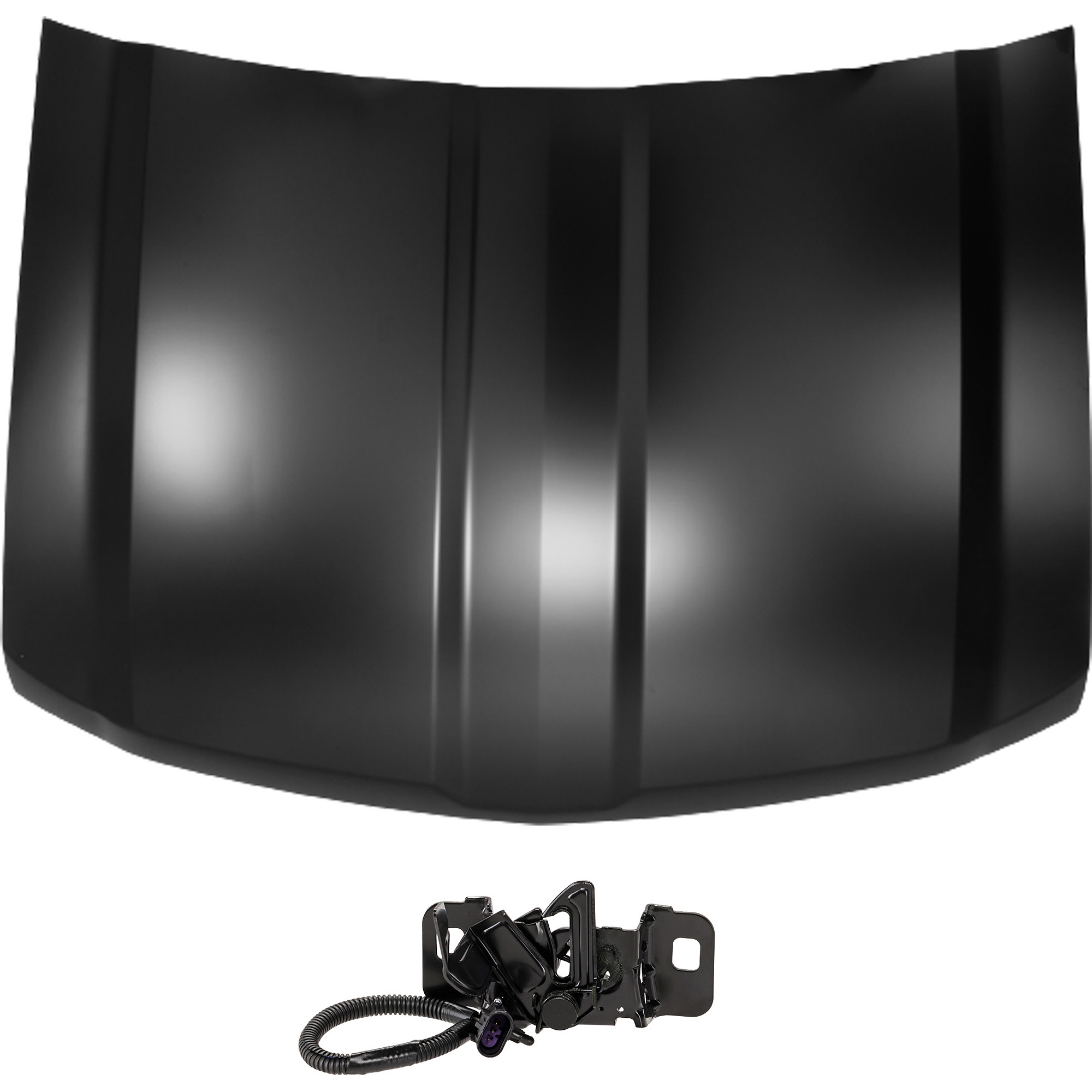 AM SILVERADO 1500-14-15 HOOD 2 pc Kit Steel Primed with Hood Latch SKU KIT 050225-05 Partslink GM1230451 GM1234131 OEM 23271756 PFM 85574821