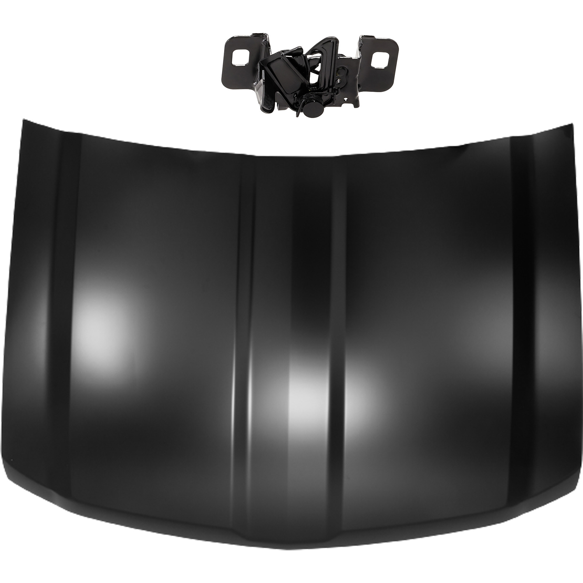 AM SILVERADO 1500-14-15 HOOD 2 pc Kit Steel Primed with Hood Latch SKU KIT 050225-09 Partslink GM1230451 GM1234125 OEM 23271756 PFM 22797521