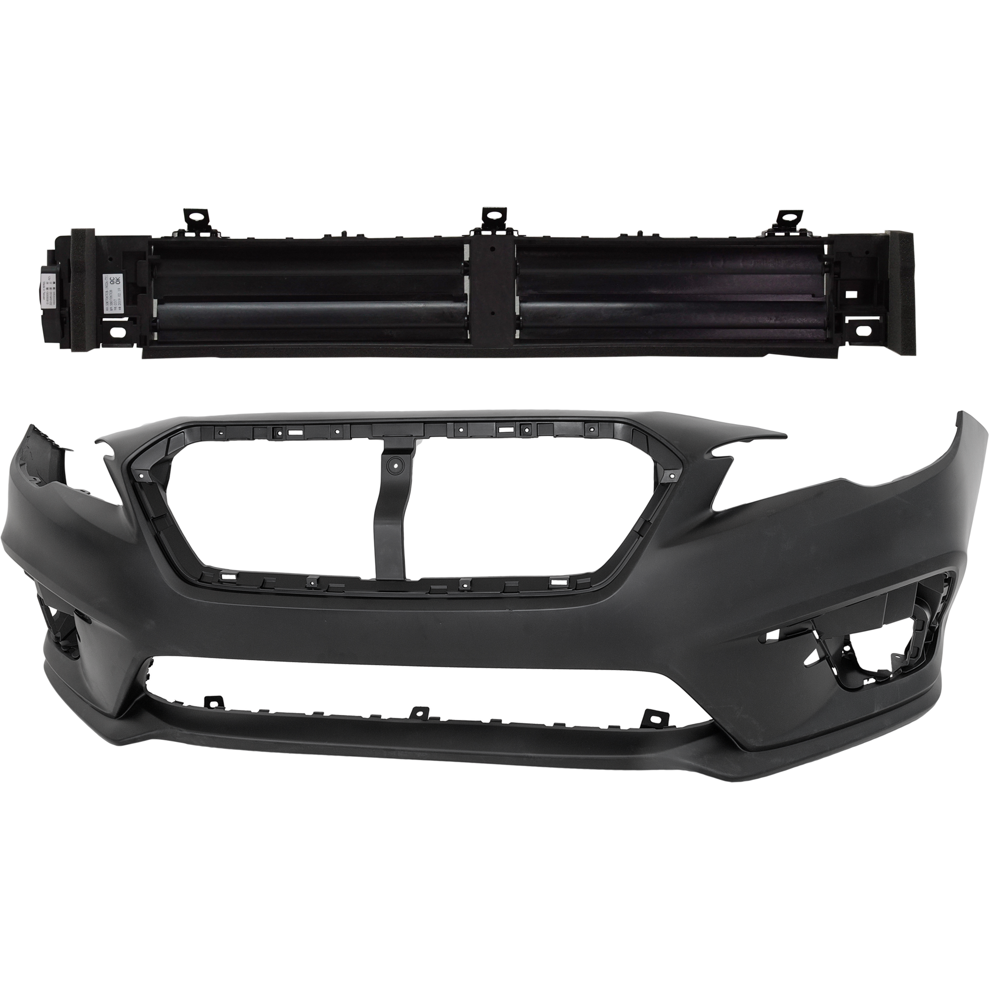 AM LEGACY 18-19 FRONT BUMPER COVER 2 pc Kit Primed with Active Grille Shutter SKU KIT 050225-113 Partslink SU1000186 SU1206101 OEM 57704AL20A 52811AL11B