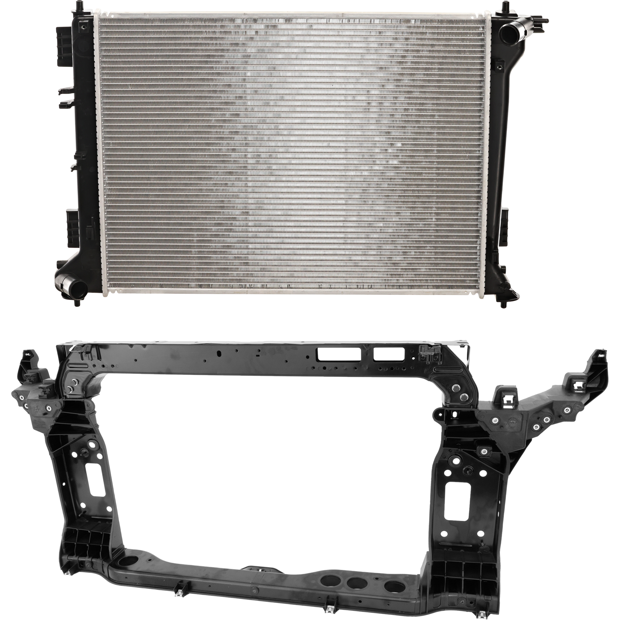 AM TUCSON 16-21 RADIATOR SUPPORT 2 pc Kit Assembly Ulsan Plant 2 with Radiator SKU KIT 050225-123 Partslink HY1225215 HY3010212 OEM 64101D3100-25310D3500