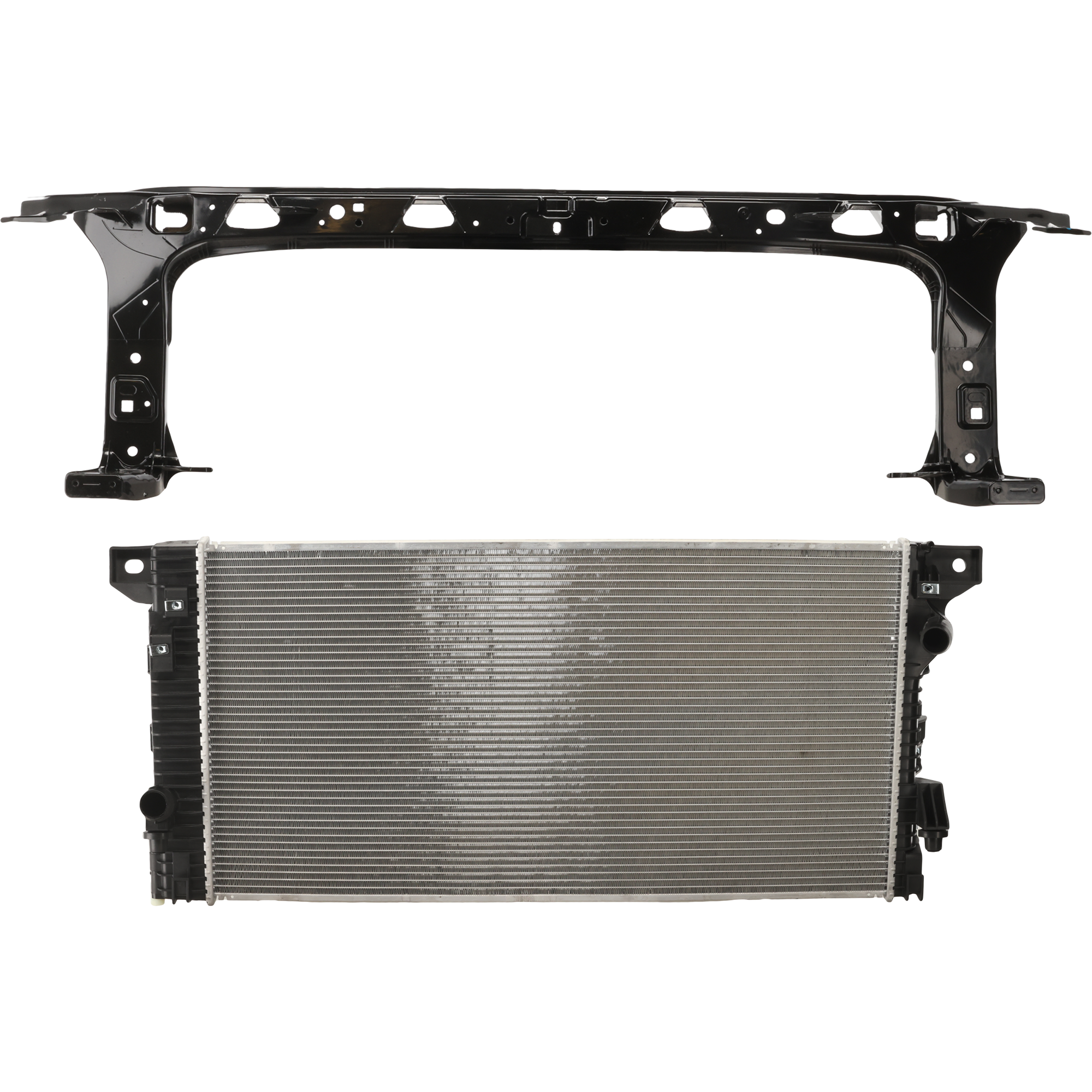 AM F 150-15-20 EXPEDITION 18-20 RADIATOR SUPPORT UPPER 2 pc Kit Aluminum with Radiator SKU KIT 050225-128 Partslink FO1225228 FO3010334 OEM ML3Z16138A PFM FL3Z8005B HL3Z8