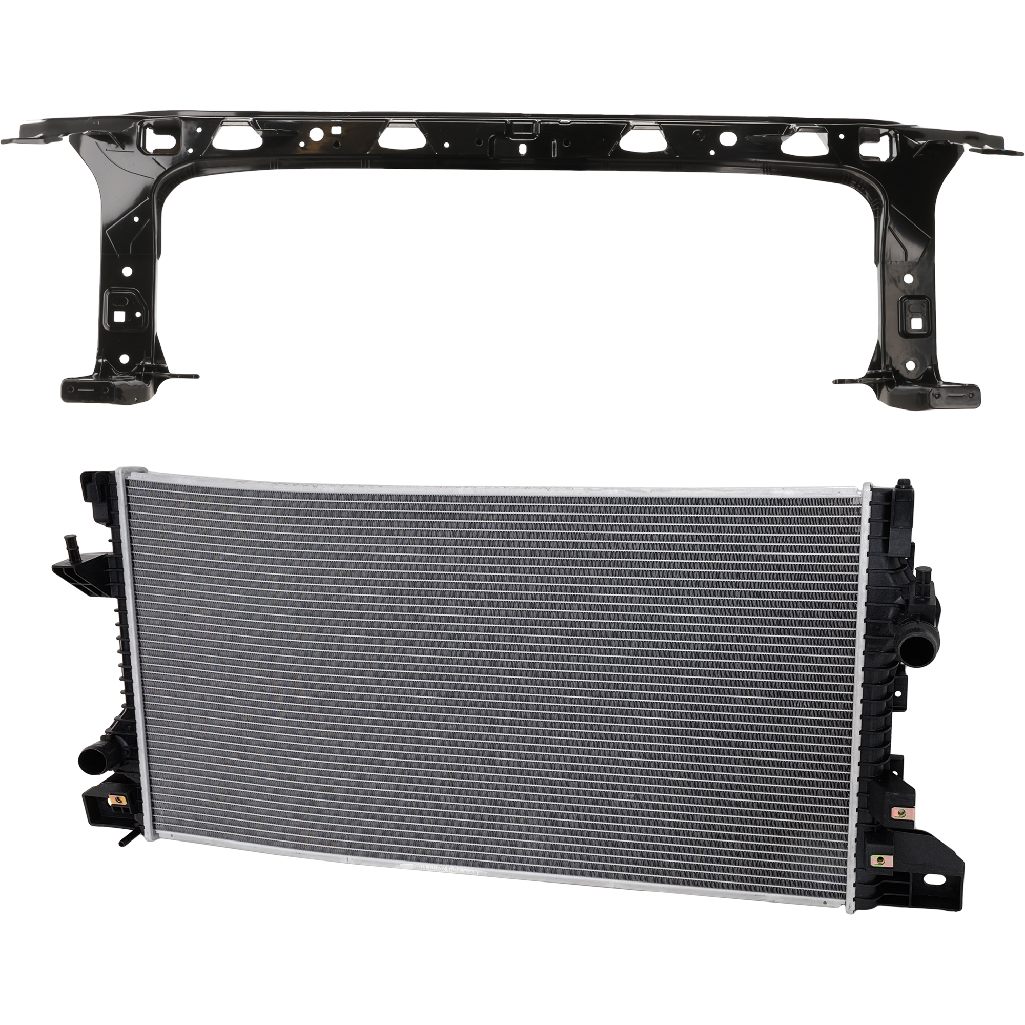 AM F 150-17-23 EXPEDITION 18-20 RADIATOR SUPPORT UPPER 2 pc Kit Aluminum with Radiator SKU KIT 050225-129 Partslink FO1225228 FO3010349 OEM ML3Z16138A PFM HL3Z8005B