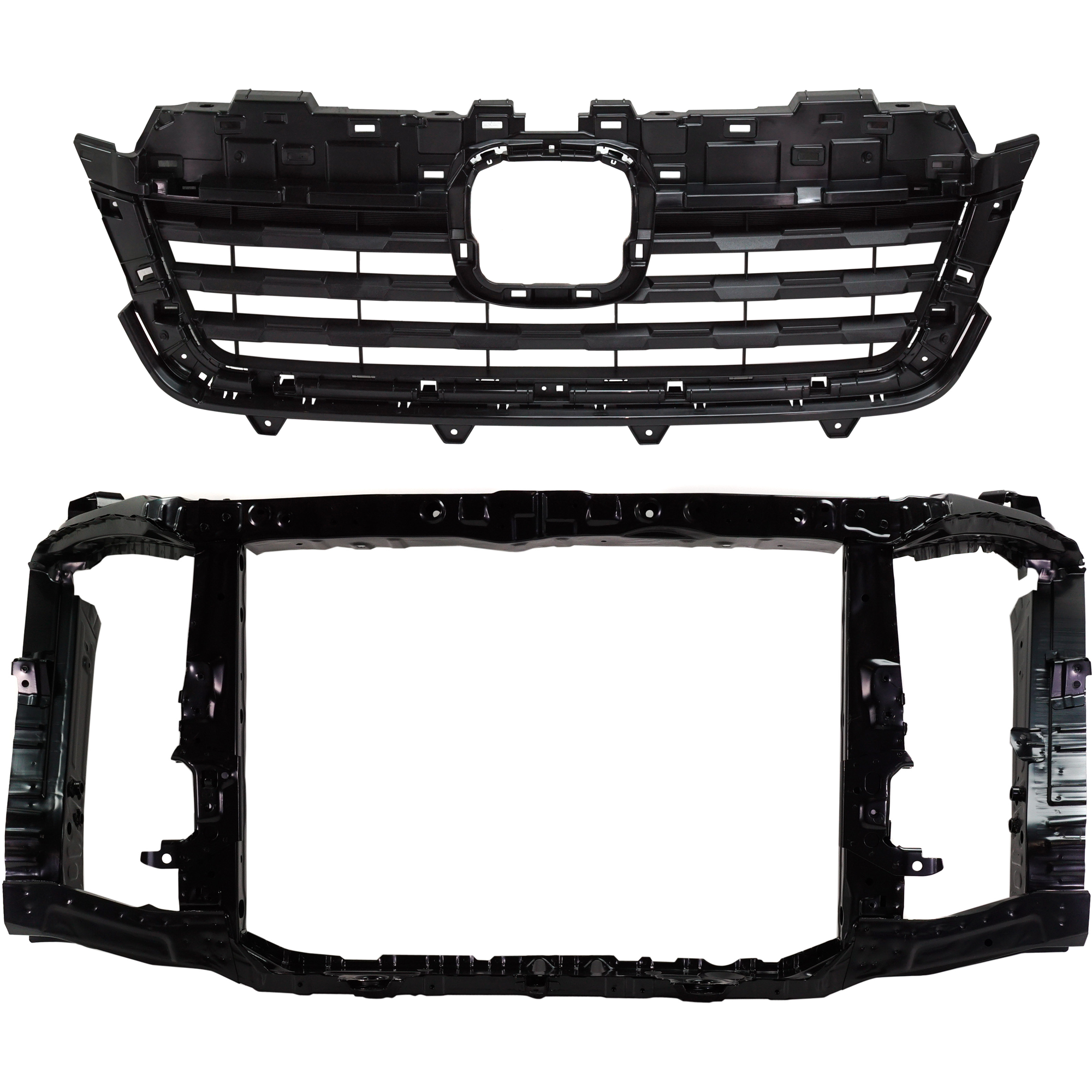 AM RIDGELINE 17-20 RADIATOR SUPPORT 2 pc Kit Assembly Steel with Grille Assembly SKU KIT 050225-137 Partslink HO1200236 HO1225184C OEM 60400TG7315ZZ 71121T6ZA01