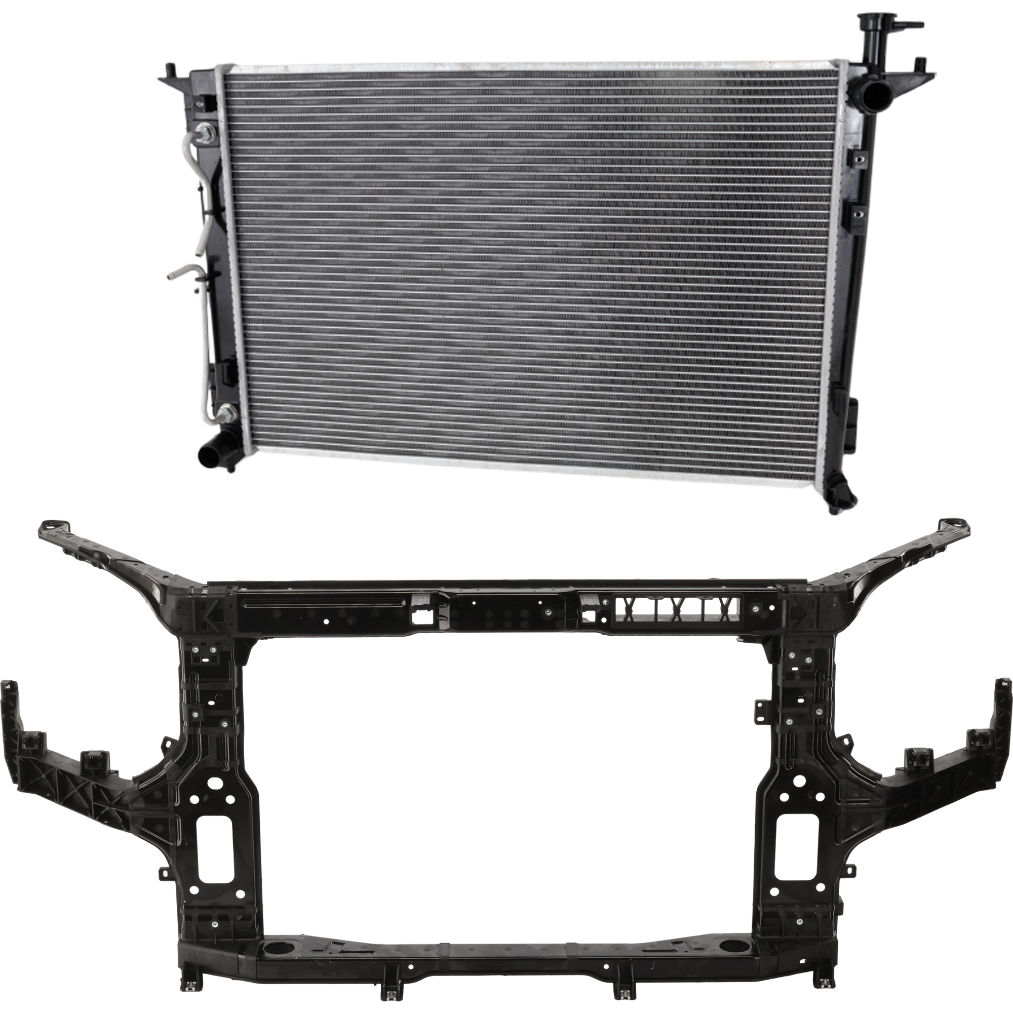 AM TELLURIDE 21-23 RADIATOR SUPPORT 2 pc Kit Assembly Plastic with Steel with Radiator SKU KIT 050225-145 Partslink KI1225191 KI3010174 OEM 64101S9000-25310S9000