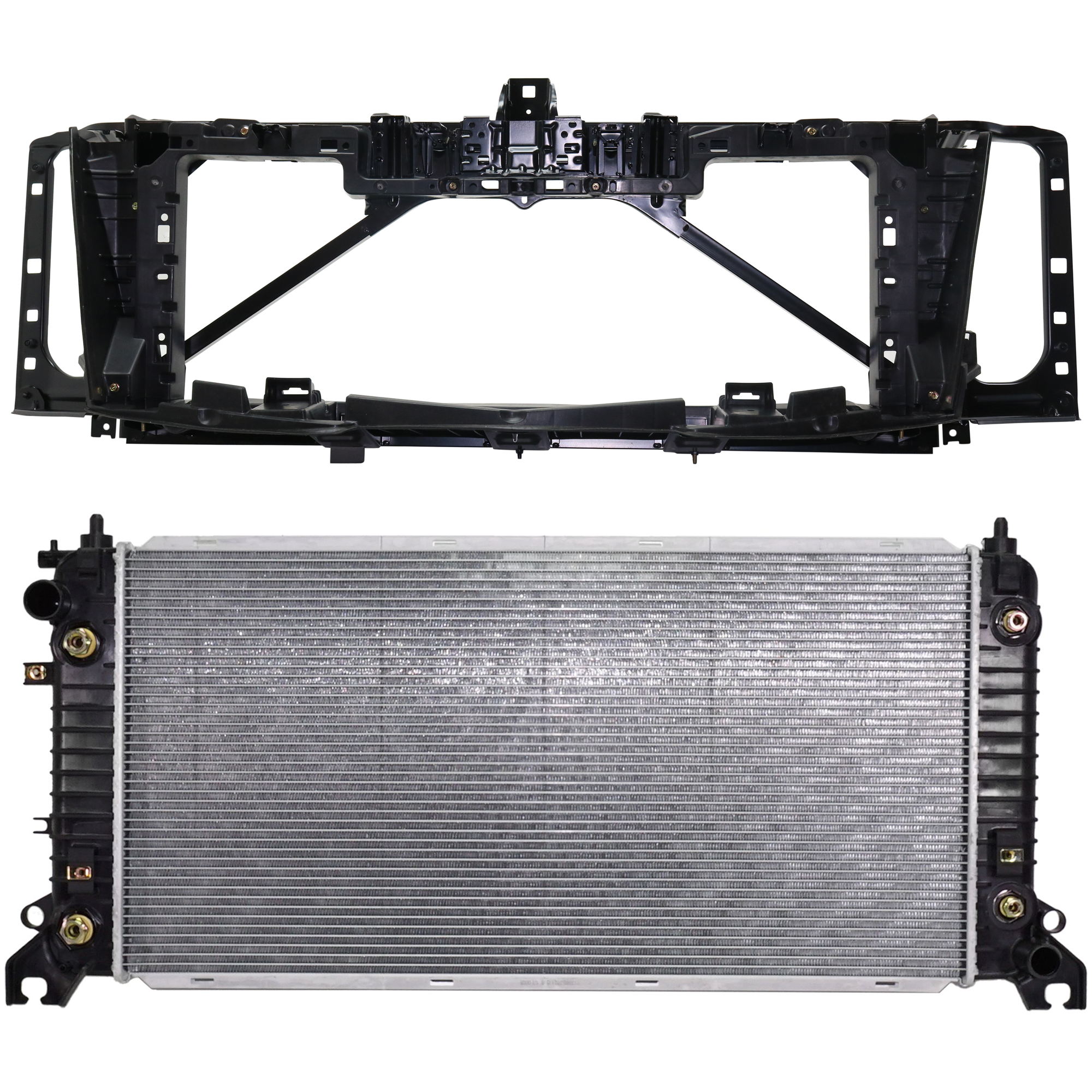 AM ESCALADE ESCALADE ESV 15-20 HEADER PANEL Mounting Panel Assembly 2 pc Kit with Radiator SKU KIT 050225-149 Partslink GM1220172 GM3010582 OEM 23266740-84164905