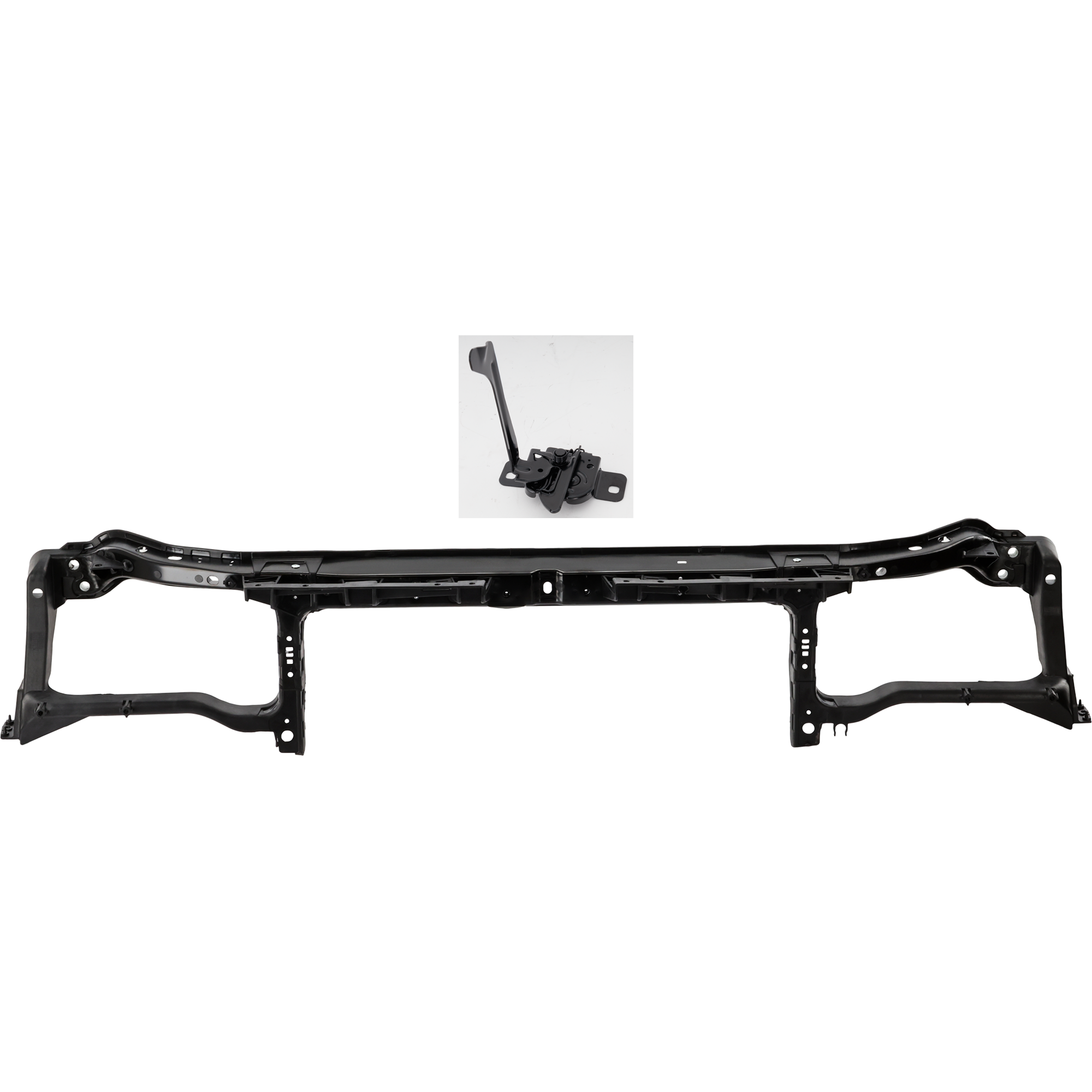 AM CHALLENGER 08-14 RADIATOR SUPPORT UPPER 2 pc Kit Crossmember Tie Bar Assembly Plastic with Steel with Hood Latch SKU KIT 050225-173 Partslink CH1225268 CH1234116 OEM 5028743AE 4816182AB