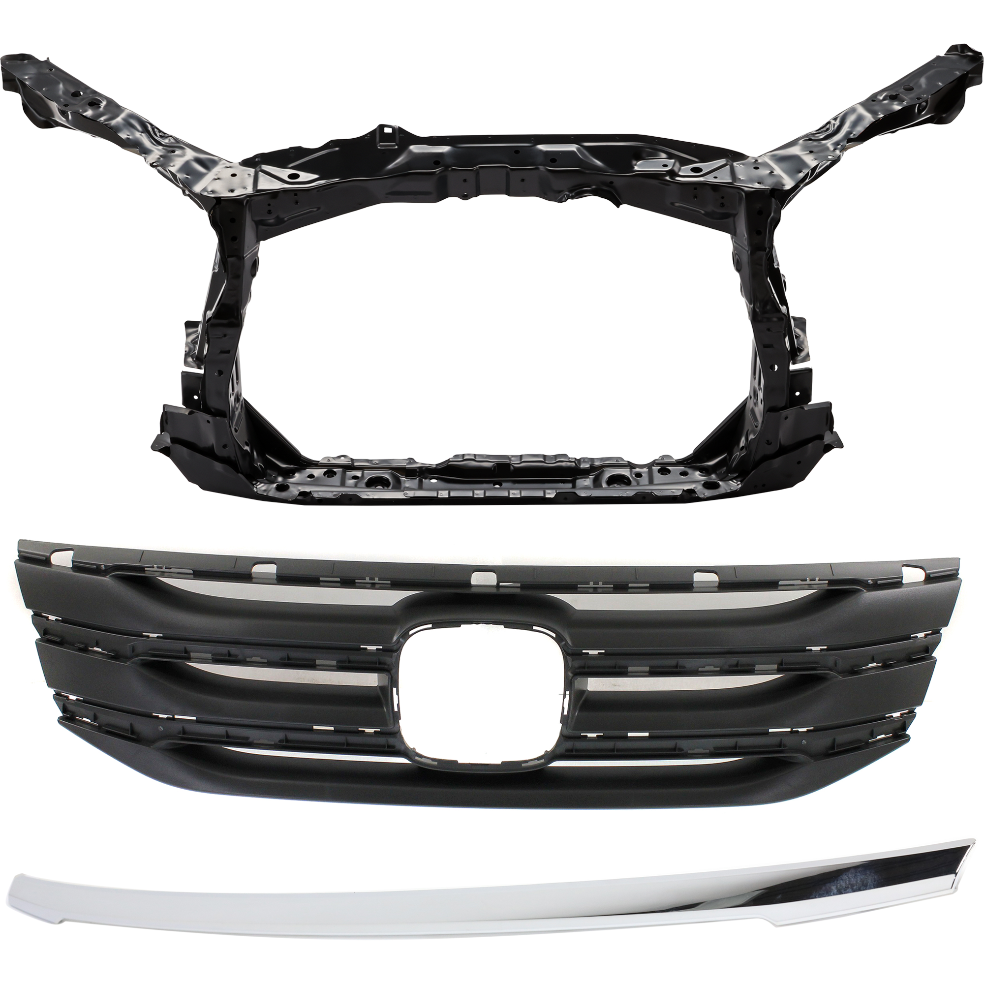 AM ODYSSEY 11-13 RADIATOR SUPPORT 3 pc Kit Assembly Steel with Grille Trim and Grille Assembly SKU KIT 050225-177 Partslink HO1225167 HO1202107 HO1217105 OEM 60400TK8A00ZZ 75102TK8A01-7510