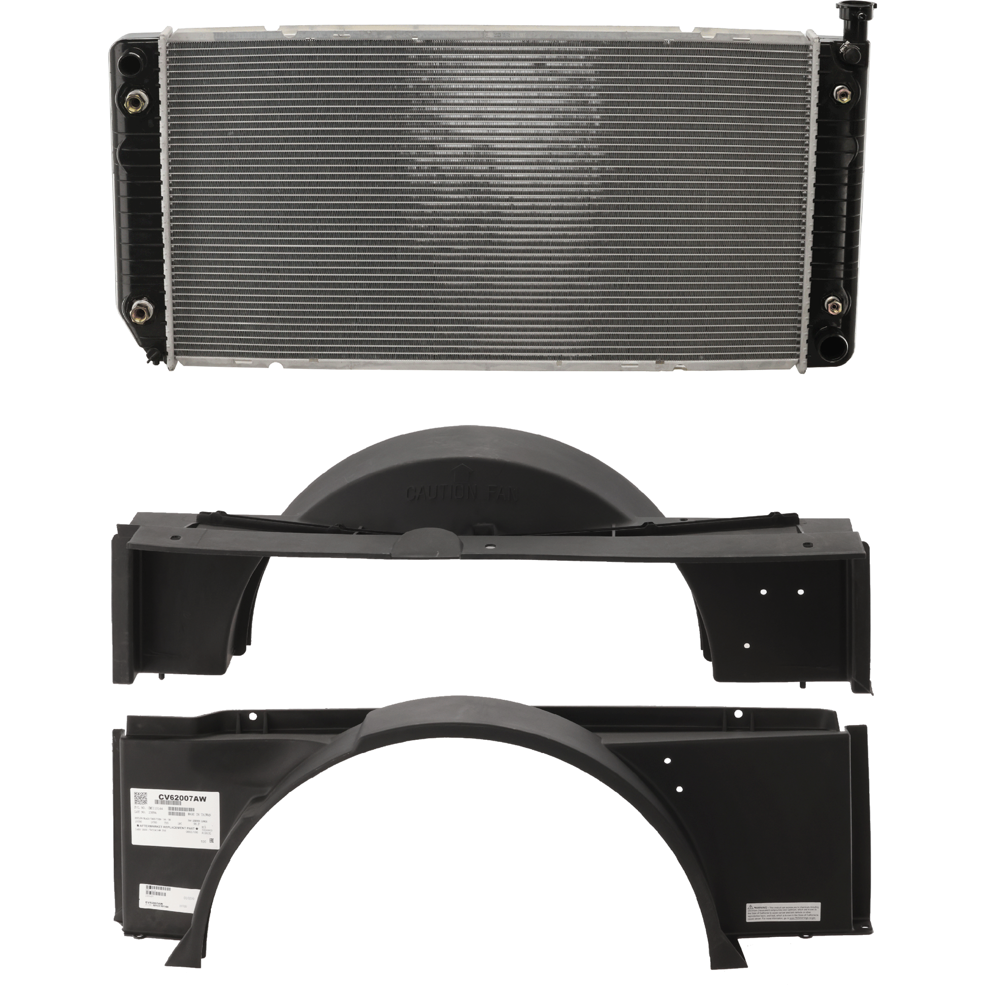 AM YUKON C1500 SUBURBAN 94-99 RADIATOR KIT 3 pc Kit 8 Cyl 5.7L Eng. Aluminum Core with Engine Oil Cooler and Fan Shroud SKU KIT 050225-180 Partslink GM3010240 GM3110126 GM3110144 OEM 52481442-15739587-15954691