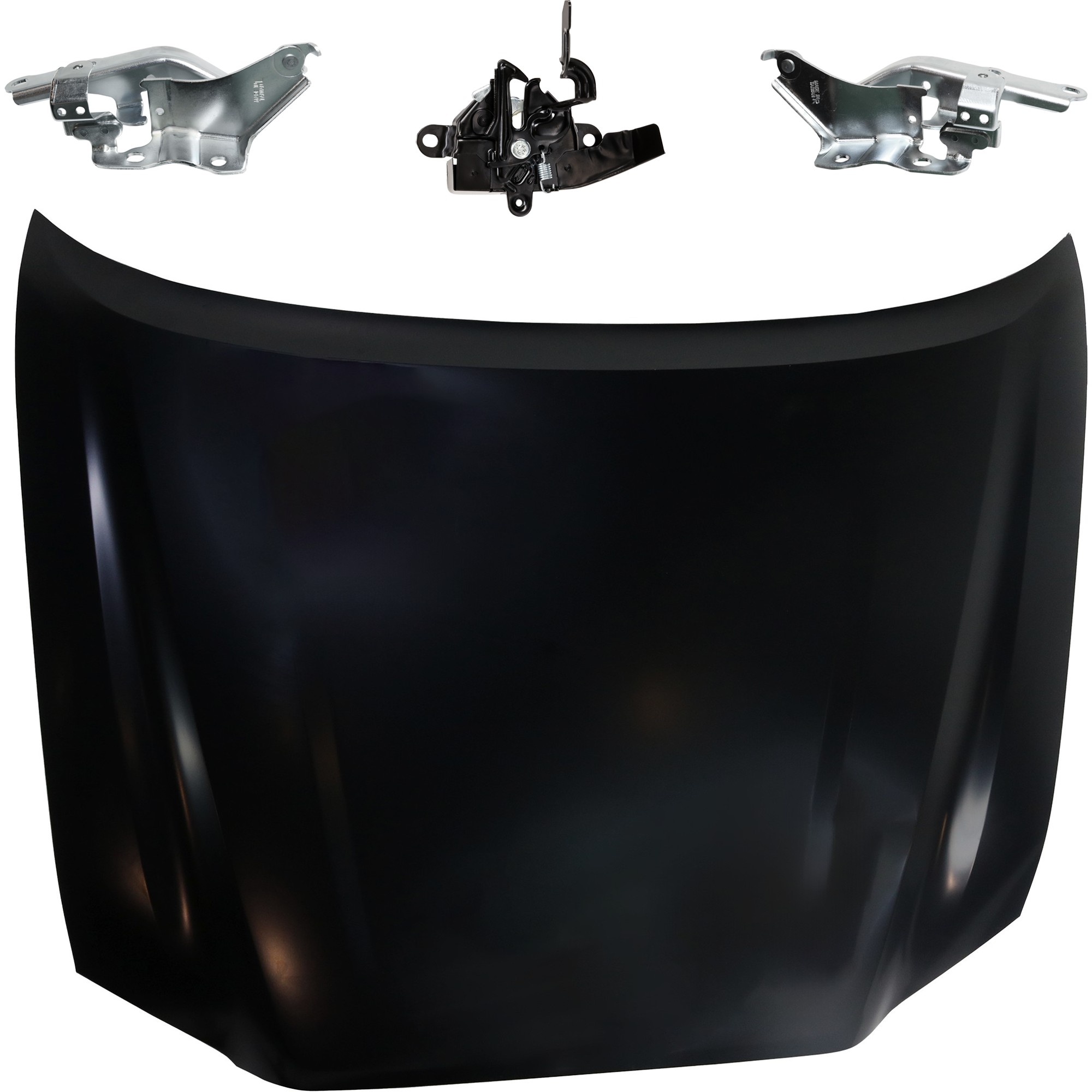 AM TACOMA 16-23 HOOD 4 pc Kit Steel Primed Panel without Scoop Provision with Hood Hinge and Hood Latch SKU KIT 050225-19 Partslink TO1230239 TO1236234 TO1236233 TO1234195 OEM 5330104220-5342004020-53410040