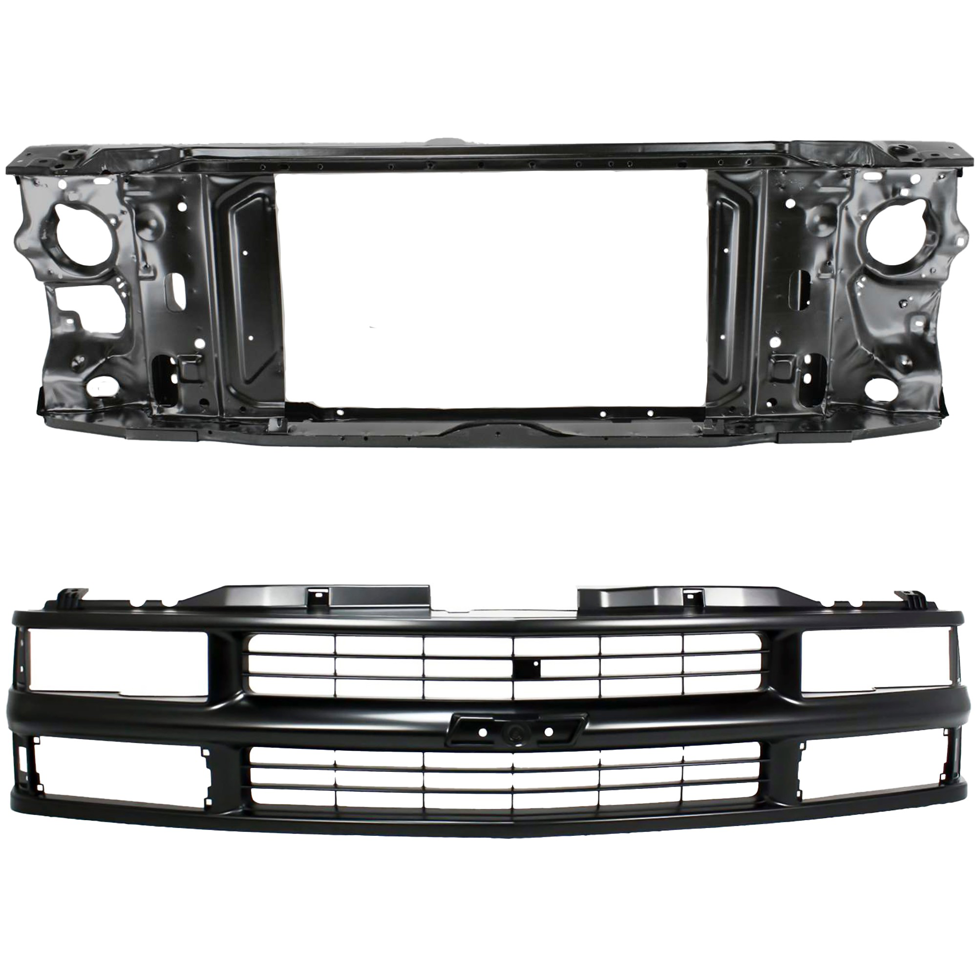 AM K2500 K3500-94-00 RADIATOR SUPPORT 2 pc Kit Assembly Primed Steel with Grille Assembly SKU KIT 050225-33 Partslink GM1225110 GM1200239 OEM 15149285-15149287-15981092