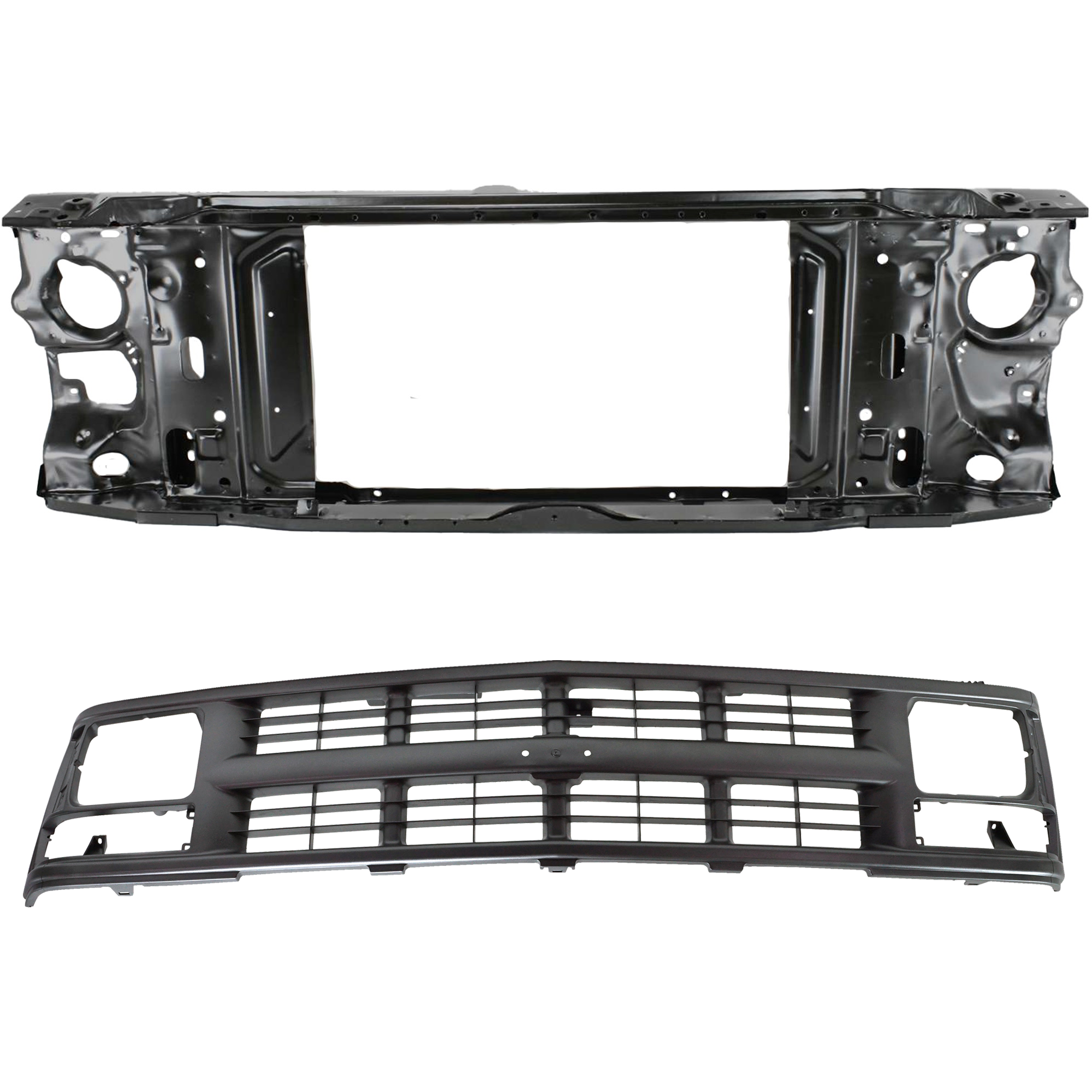 AM K2500 K3500-94-00 RADIATOR SUPPORT 2 pc Kit Assembly Primed Steel with Grille Assembly SKU KIT 050225-34 Partslink GM1225110 GM1200358 OEM 15149285-15149287-15709236