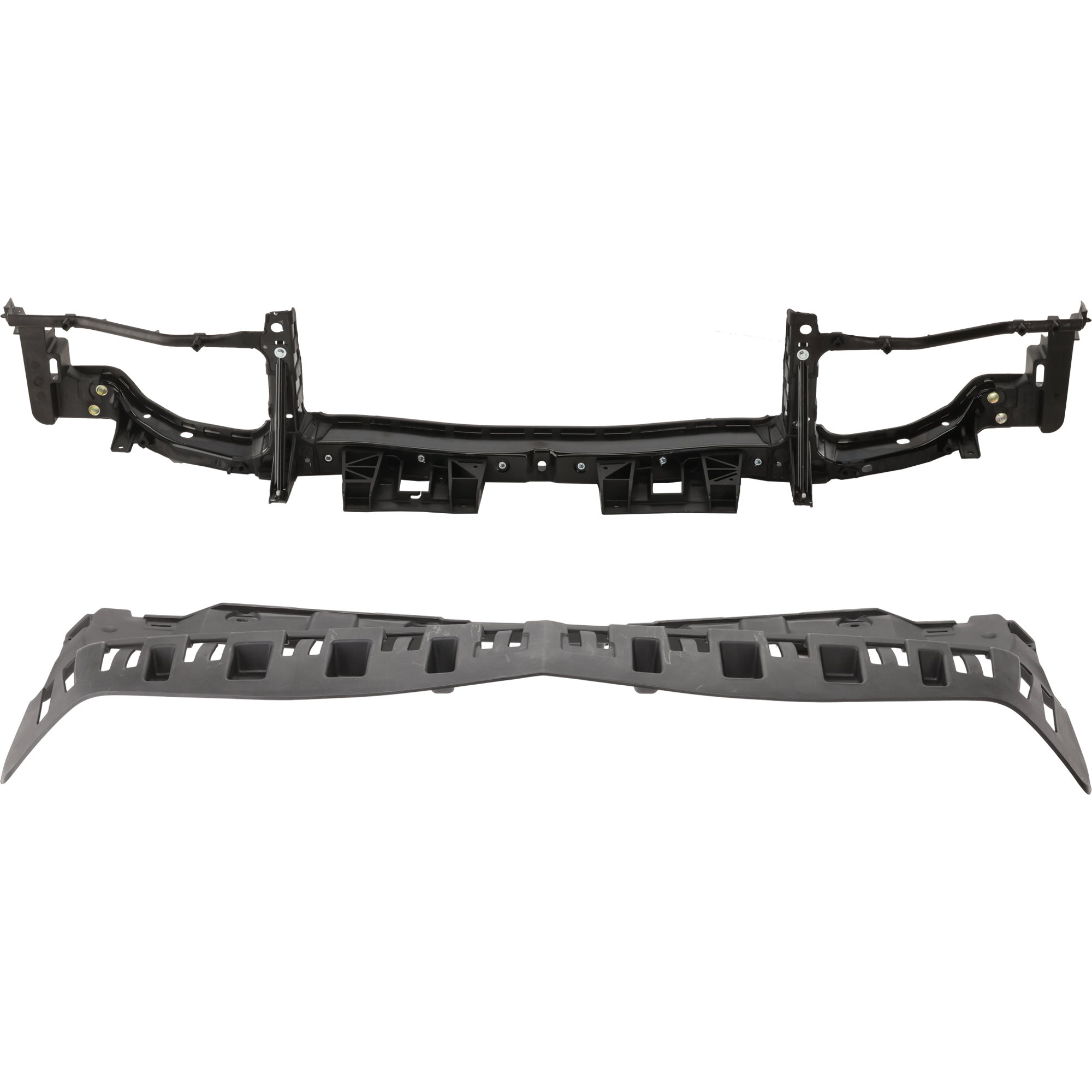 AM CHARGER 11-14 RADIATOR SUPPORT UPPER 2 pc Kit Tie Bar Assembly Plastic with Steel with Radiator Support Cover SKU KIT 050225-42 Partslink CH1225235 CH1037104 OEM 68142202AA 68092604AA