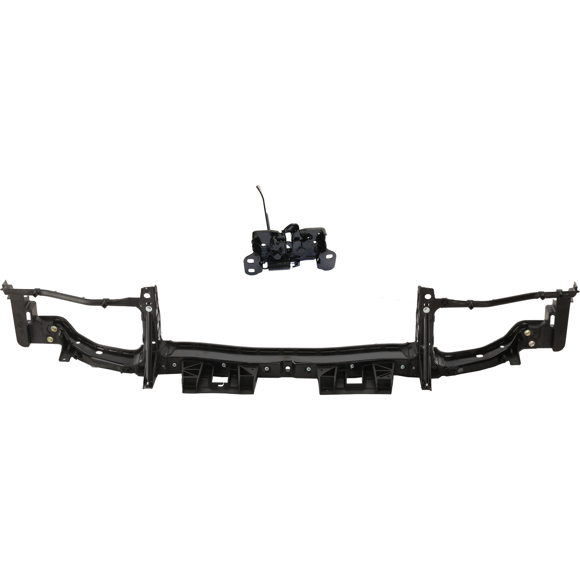 AM CHARGER 11-14 RADIATOR SUPPORT UPPER 2 pc Kit Tie Bar Assembly Plastic with Steel with Hood Latch SKU KIT 050225-43 Partslink CH1225235 CH1234104 OEM 68142202AA 55113787AB