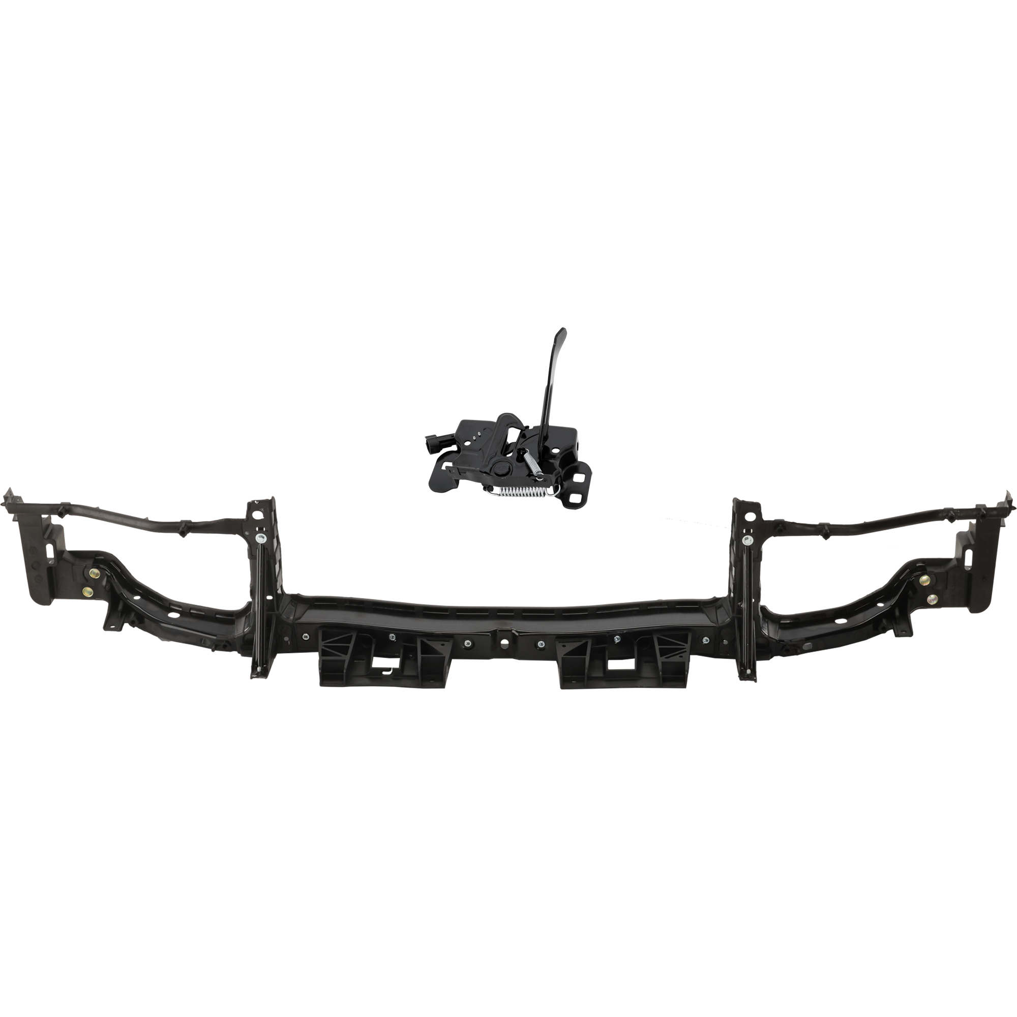 AM CHARGER 11-14 RADIATOR SUPPORT UPPER 2 pc Kit Tie Bar Assembly Plastic with Steel with Hood Latch SKU KIT 050225-44 Partslink CH1225235 CH1234119 OEM 68142202AA 68261142AA