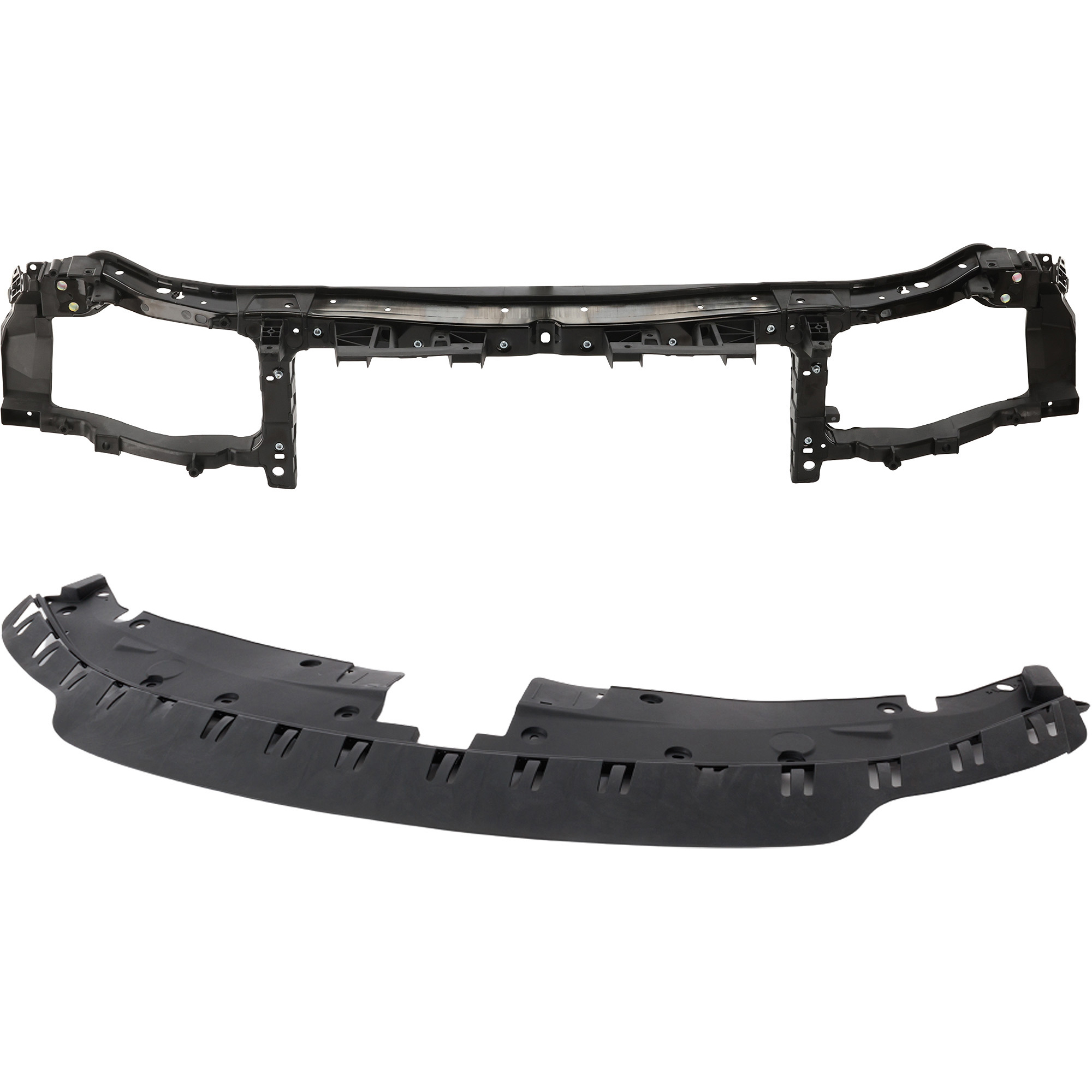AM CHARGER 15-23 RADIATOR SUPPORT UPPER 2 pc Kit Crossmember Plastic with Steel with Radiator Support Cover SKU KIT 050225-45 Partslink CH1225280 CH1224101 OEM 68200478AC 68226530AF 68226530