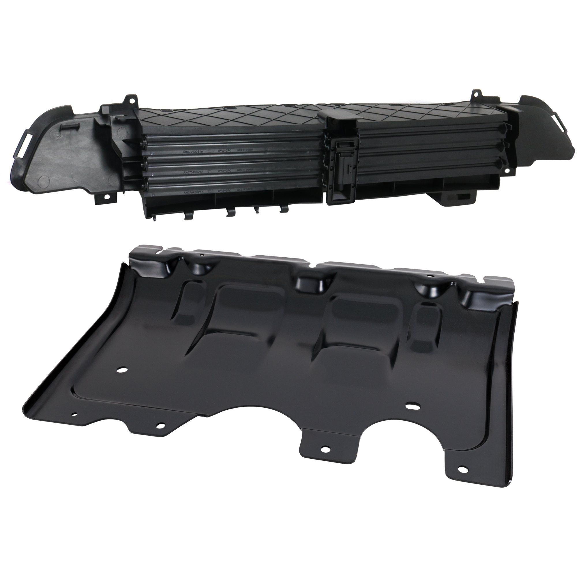AM CHEROKEE 14-18 ACTIVE GRILLE SHUTTER Upper 2 pc Kit with Actuator Motor and Skid Plate SKU KIT 050225-51 Partslink CH1206101 CH1228161 OEM 68246267AB 68249570AA