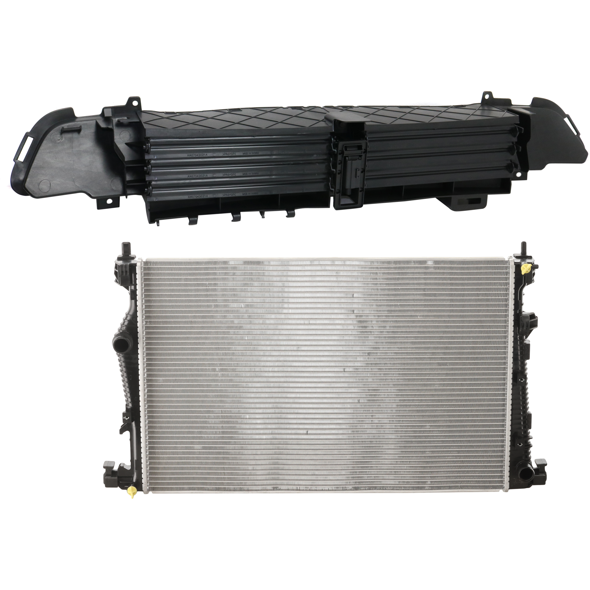 AM CHEROKEE 14-18 ACTIVE GRILLE SHUTTER Upper 2 pc Kit with Actuator Motor and Radiator SKU KIT 050225-52 Partslink CH1206101 CH3010363 CH3010371 OEM 68246267AB 68229284AB 68197299