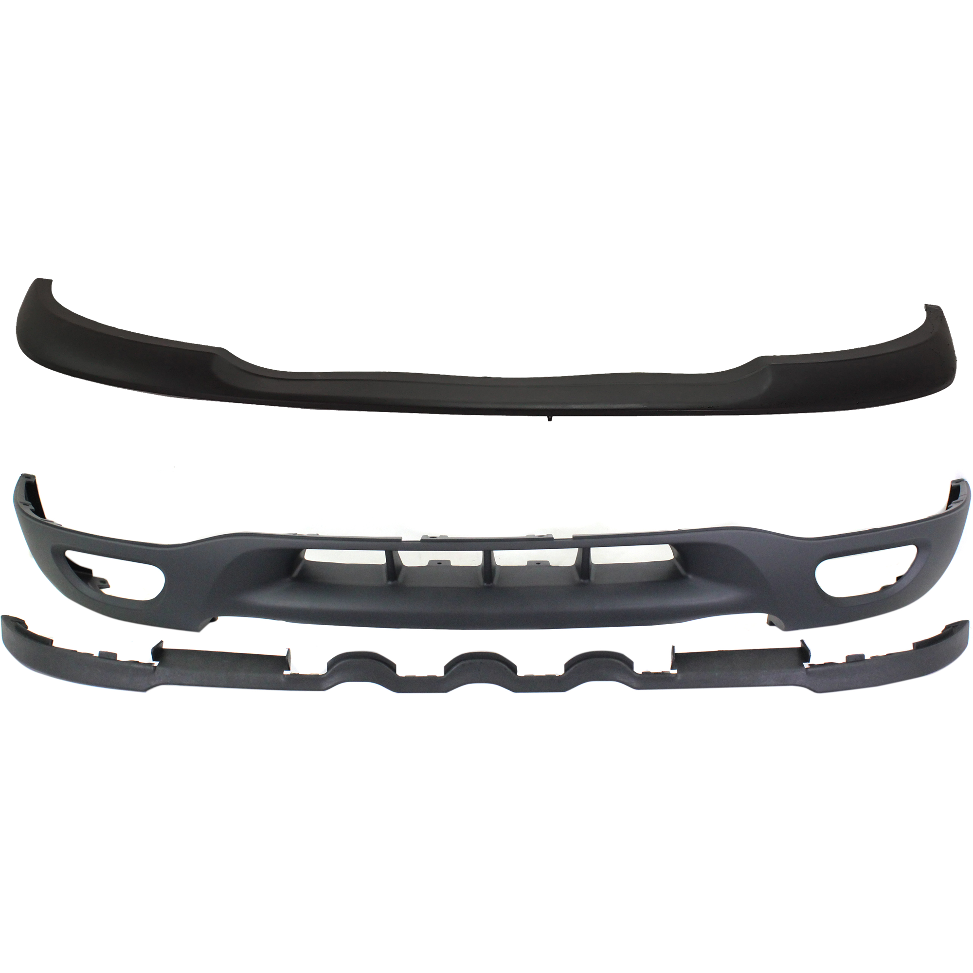 AM F 150-99-03 EXPEDITION 99-02 FRONT VALANCE 2 pc Kit Panel Plastic Textured with Fog Light Holes Tow Hook Holes and Bumper Trim SKU KIT 050225-65 Partslink FO1095181 FO1057282 OEM XL3Z17626BA 3L3Z17K833AAA
