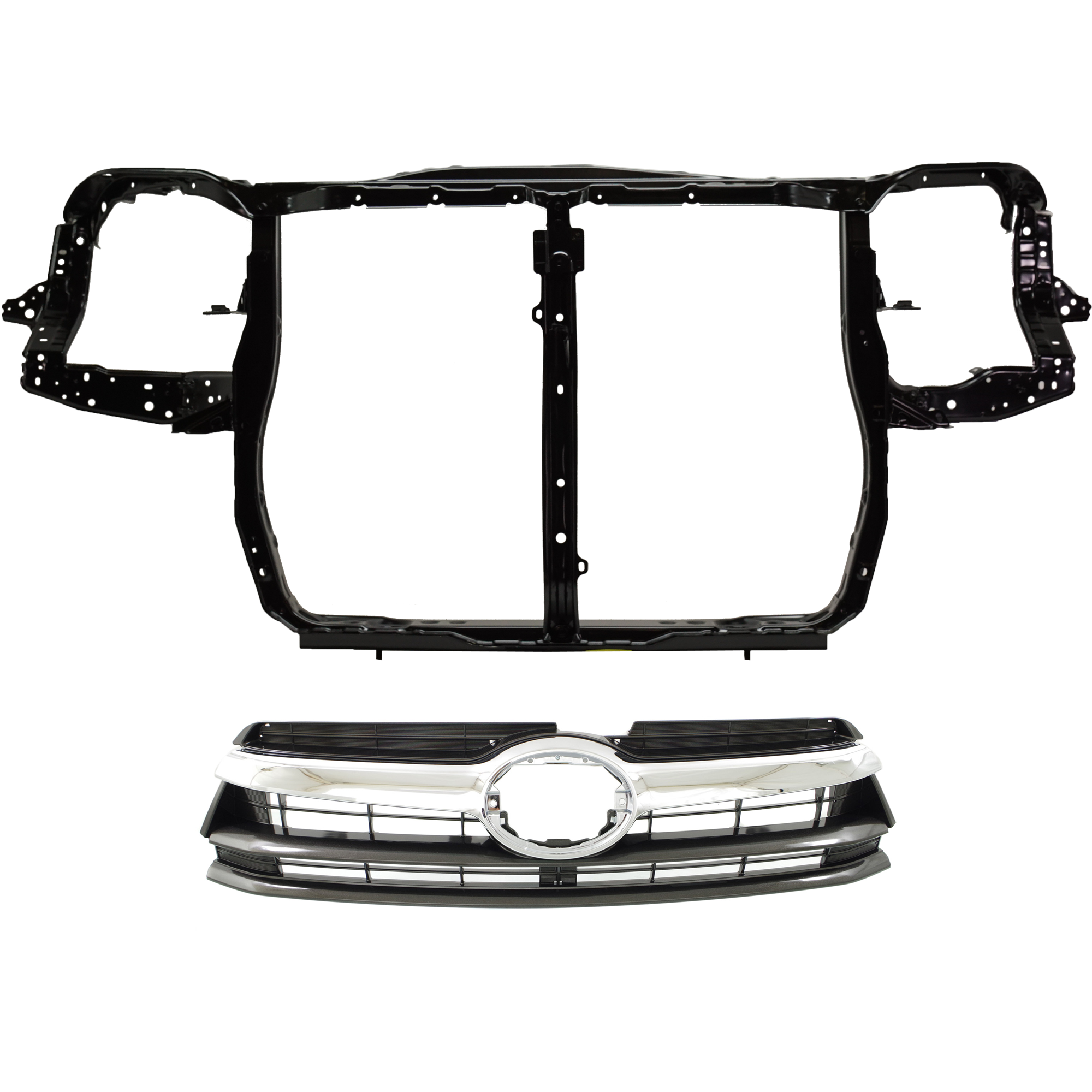 AM HIGHLANDER 14-16 RADIATOR SUPPORT 2 pc Kit Assembly Steel with Grille Assembly SKU KIT 050225-69 Partslink TO1225326 TO1200371 OEM 532010E904-532010E905-531010E1