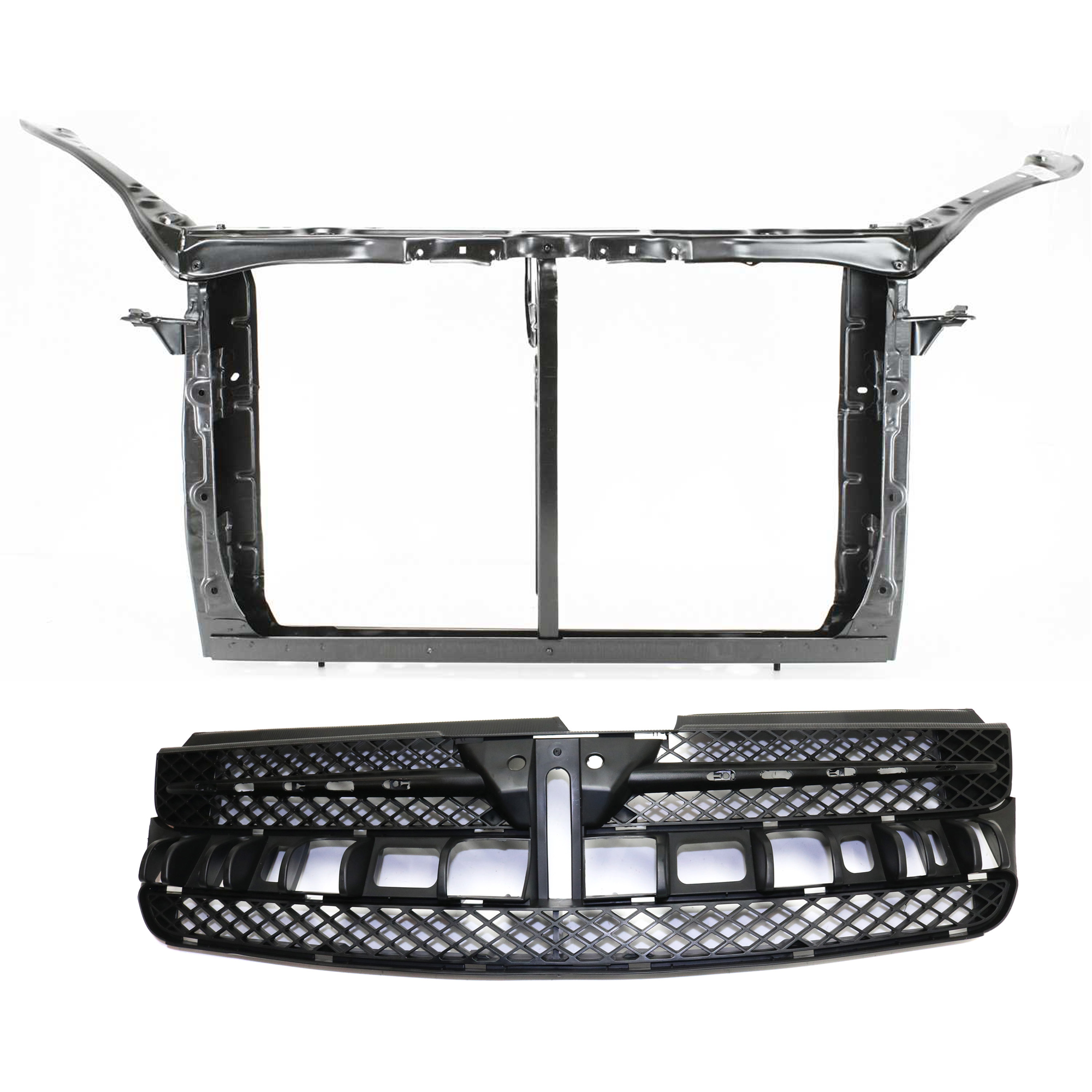 AM SIENNA 04-05 RADIATOR SUPPORT 2 pc Kit Assembly Black Steel with Grille Assembly SKU KIT 050225-82 Partslink TO1225244 TO1200277 OEM 5320108020-53111AE020