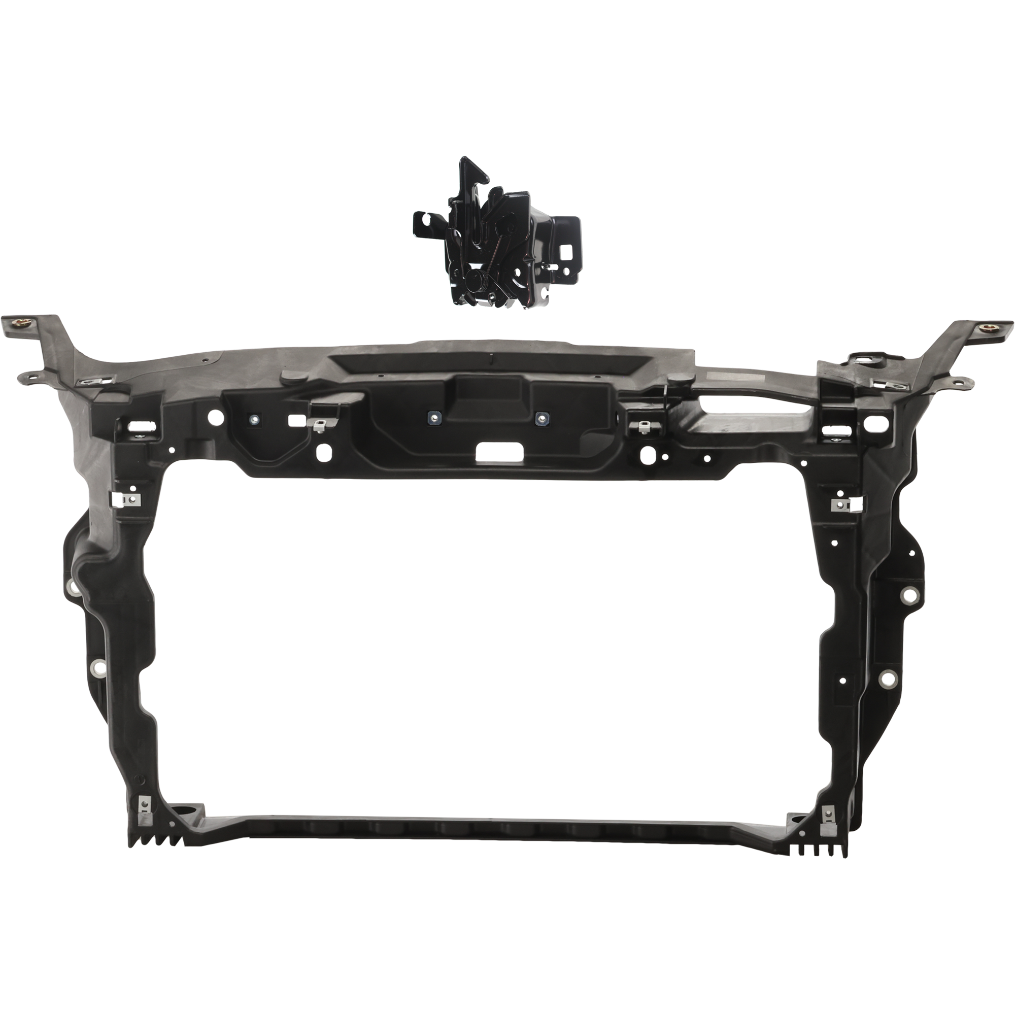 AM MKS 13-16 RADIATOR SUPPORT 2 pc Kit Assembly Black Plastic Composite Base EcoBoost Models with Hood Latch SKU KIT 050225-92 Partslink FO1225212 FO1234113 OEM DG1Z16138A 4L3Z16700AB
