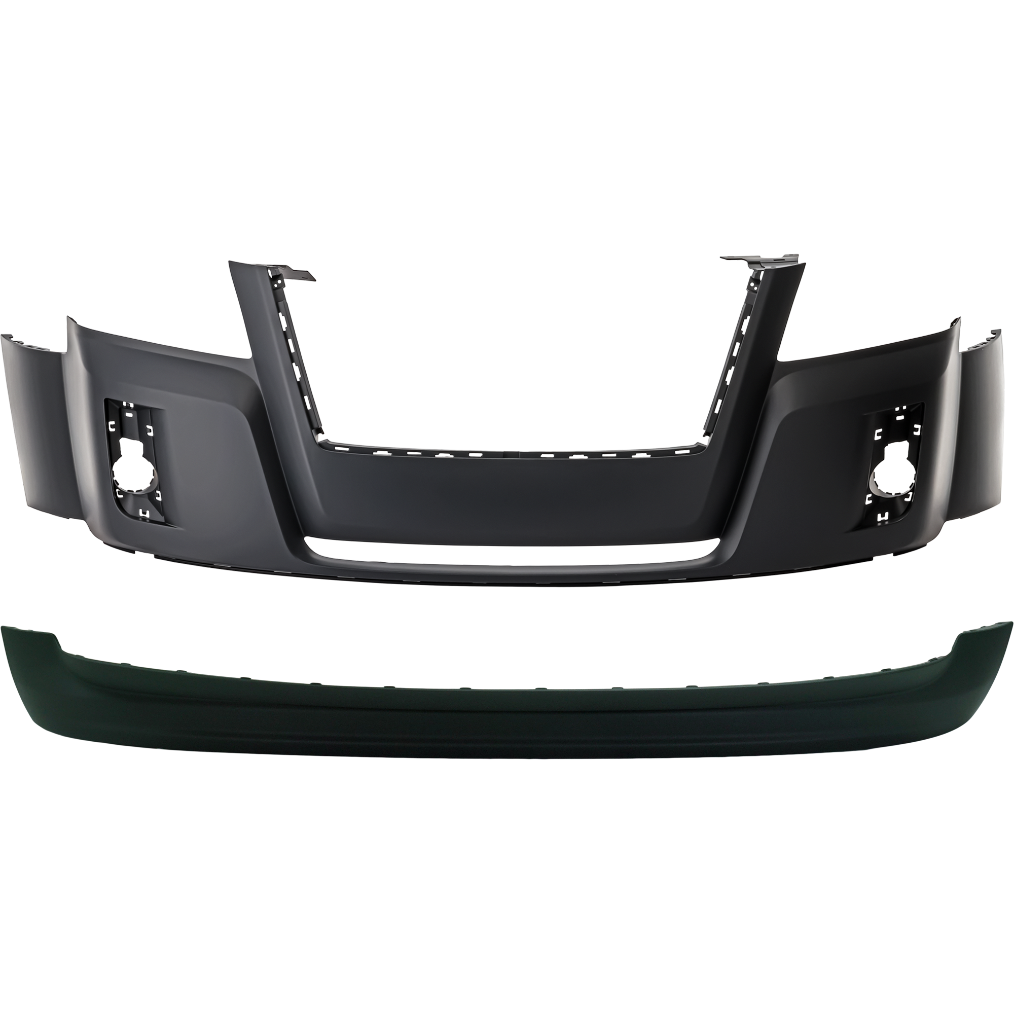 AM TERRAIN 10-15 FRONT VALANCE 2 pc Kit Air Deflector Plastic Textured with Bumper Cover SKU KIT 050225-93 Partslink GM1095193 GM1000912 OEM 22825737-20983229