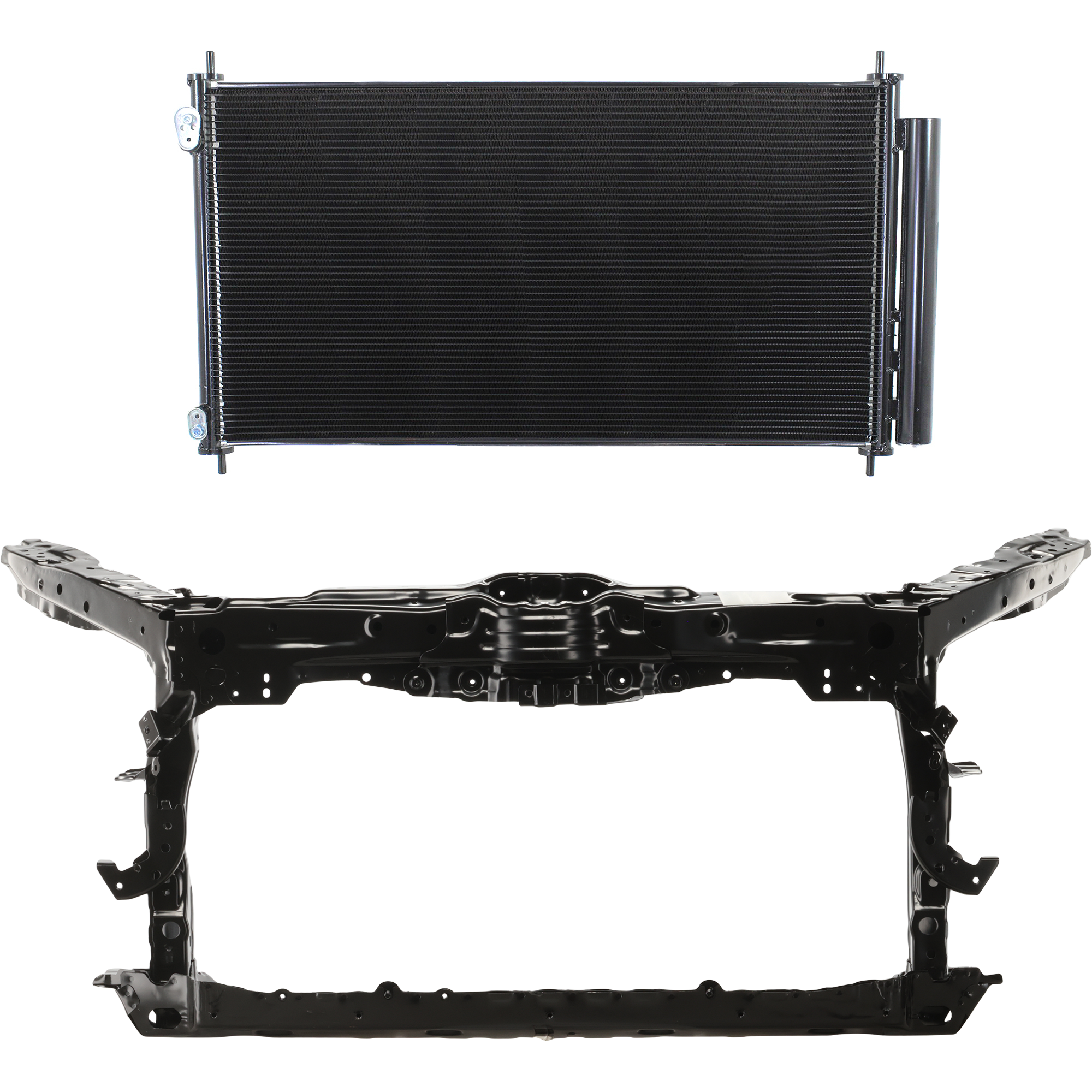 AM TL 12-14 RADIATOR SUPPORT 2 pc Kit Assembly Steel Base Model with A C Condenser SKU KIT 050225-95 Partslink AC1225130 AC3030124 OEM 60400TK4A10ZZ 80110TK4A01
