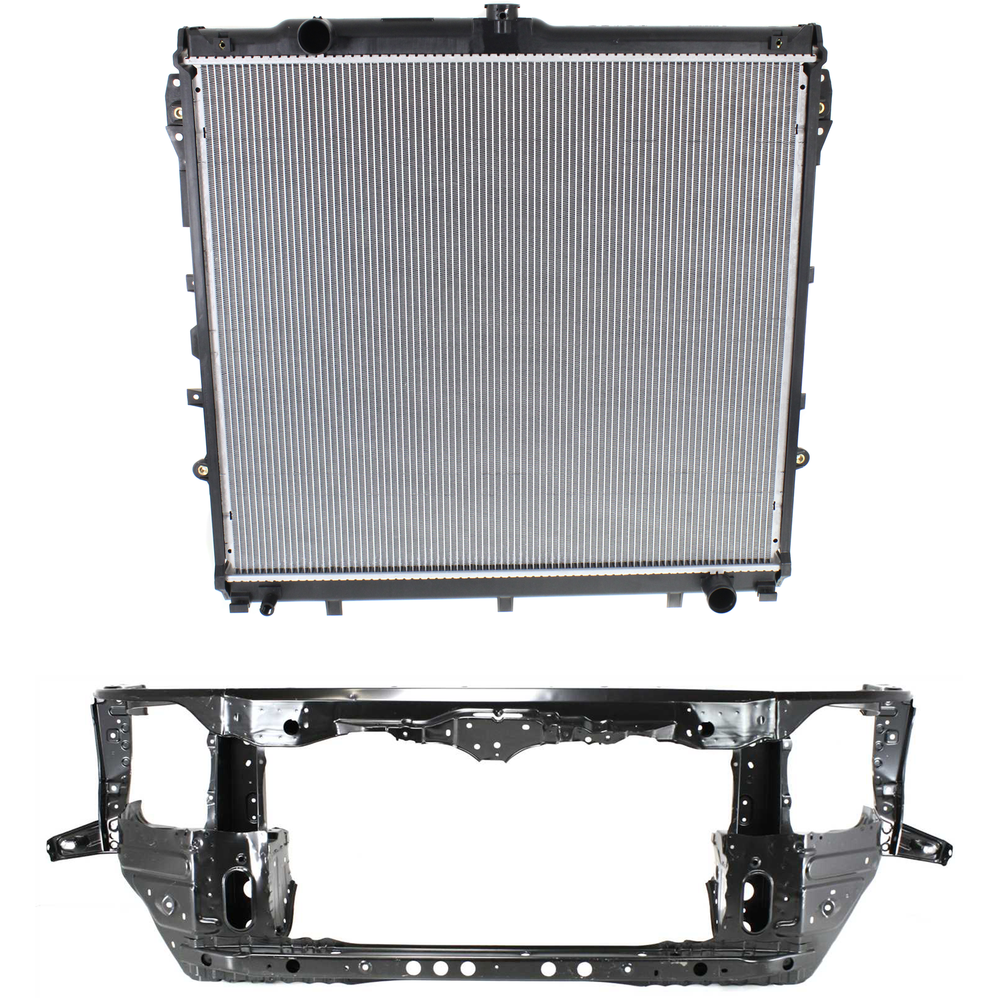AM SEQUOIA 08-14 TUNDRA 07-10 RADIATOR SUPPORT 2 pc Kit Assembly Primed Steel with Radiator SKU KIT 050225-97 Partslink TO1225275 TO3010316 OEM 532010C071-164000S010