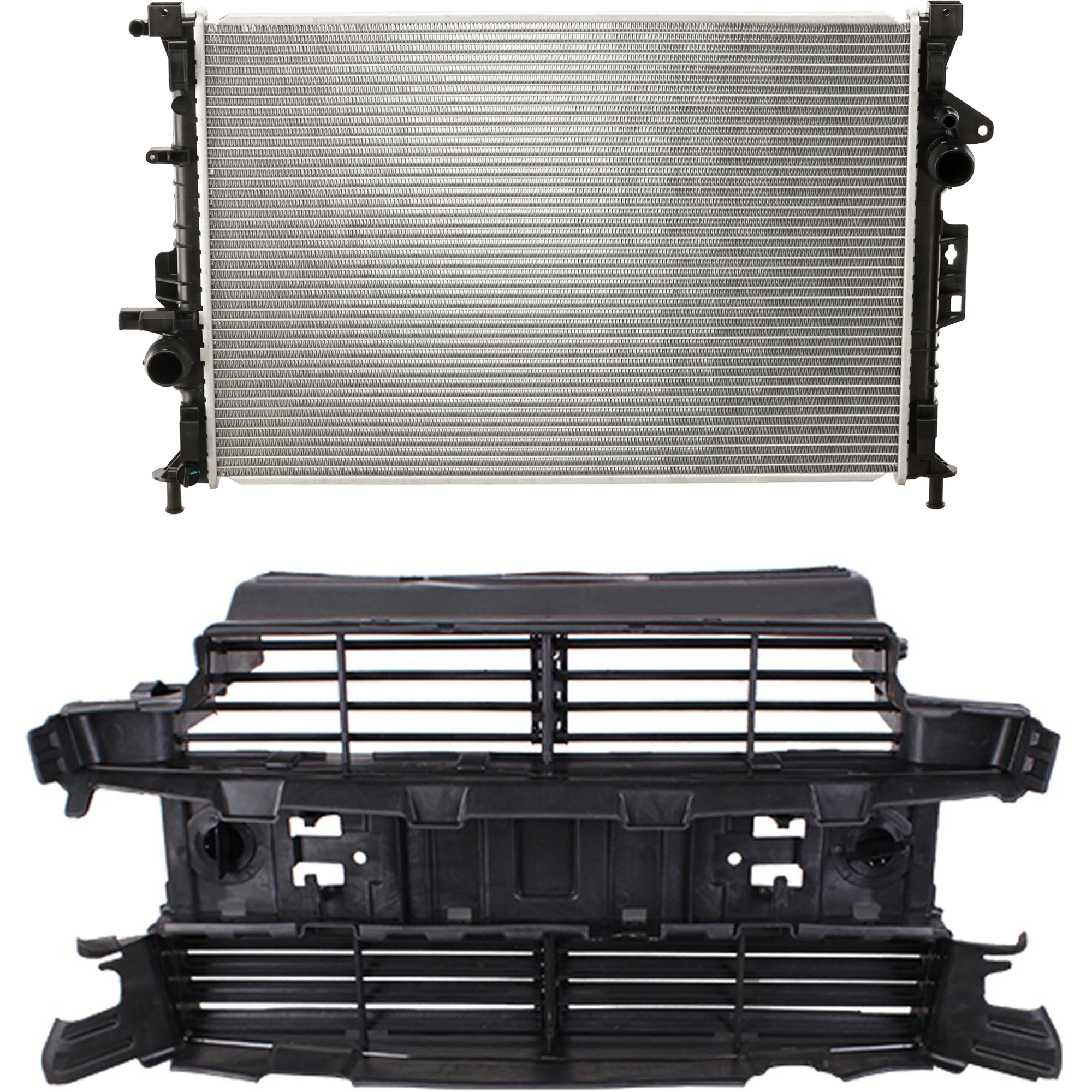 AM ESCAPE 13-16 ACTIVE GRILLE SHUTTER Upper 2 pc Kit Radiator Shutter with Actuator Motor and Radiator SKU KIT 050225-98 Partslink FO1206102 FO3010307 OEM CJ5Z8475C CV6Z8005B