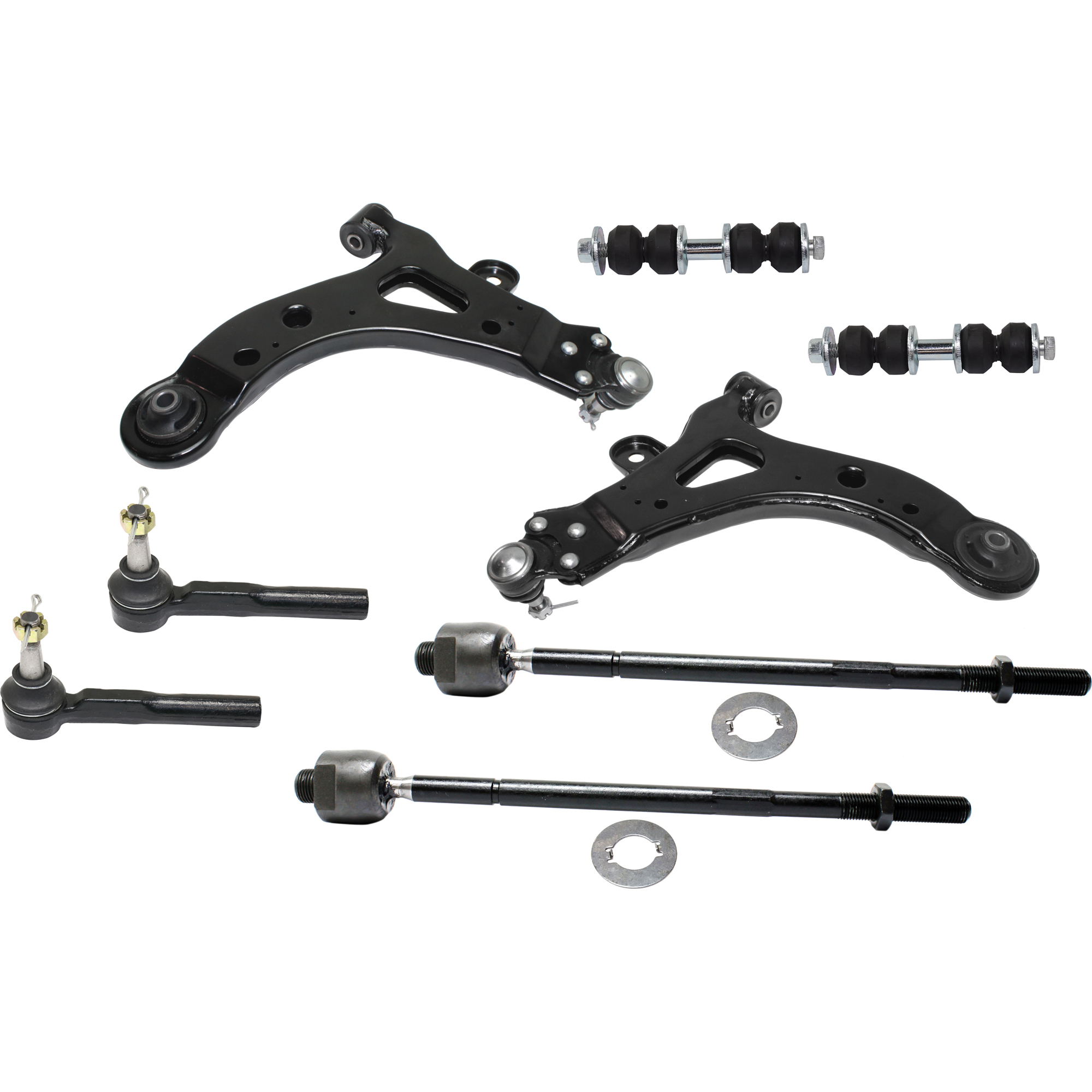 AM AZTEK 01-05 RENDEZVOUS 02-07 FRONT CONTROL ARM KIT RH AND LH Lower 8 pc kit w Ball Joints w Sway Bar Links and Tie Rod Ends SKU KIT 050321-05-113 OEM 10318097-10318098-2652257-5451