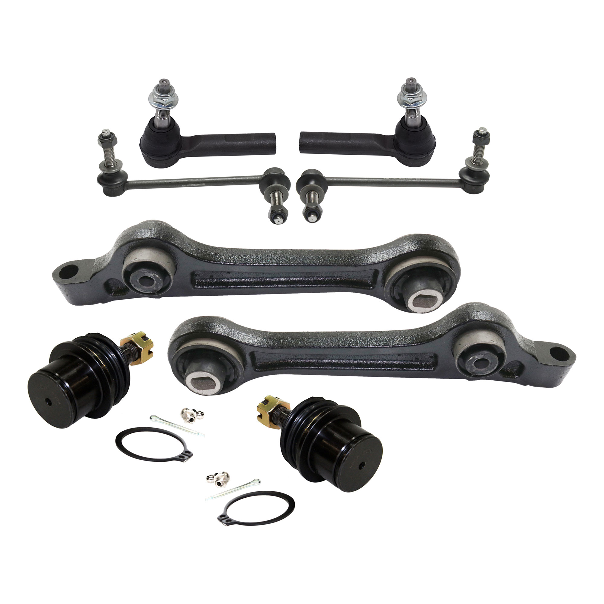 AM CHRYSLER 300-11-19 FRONT CONTROL ARM RH AND LH Lower Rearward 8 pc kit with Ball Joints Sway Bar Links and Tie Rod Ends SKU KIT 050321-05-115 OEM 2601744-5051433-45D2442-46D