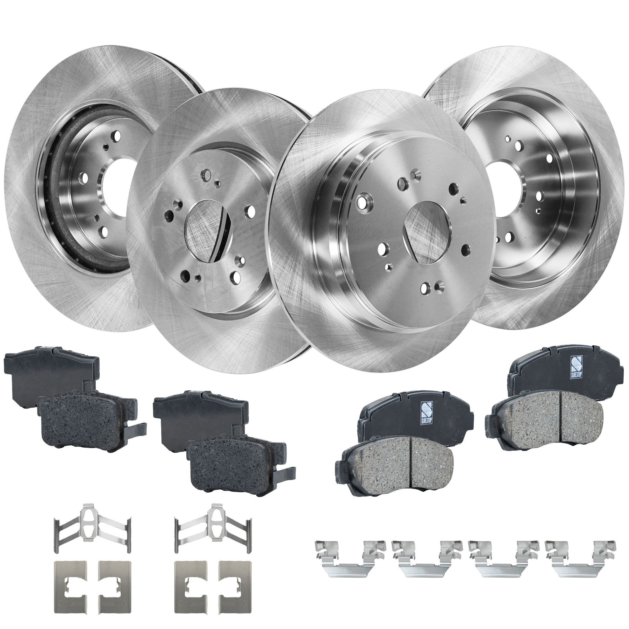 AM RDX 07-12 FRONT AND REAR BRAKE DISC AND PAD KIT 4 Wheel Set SKU KIT 050321-05-131 OEM 42510SCAE50-42510S9AE50-42510S