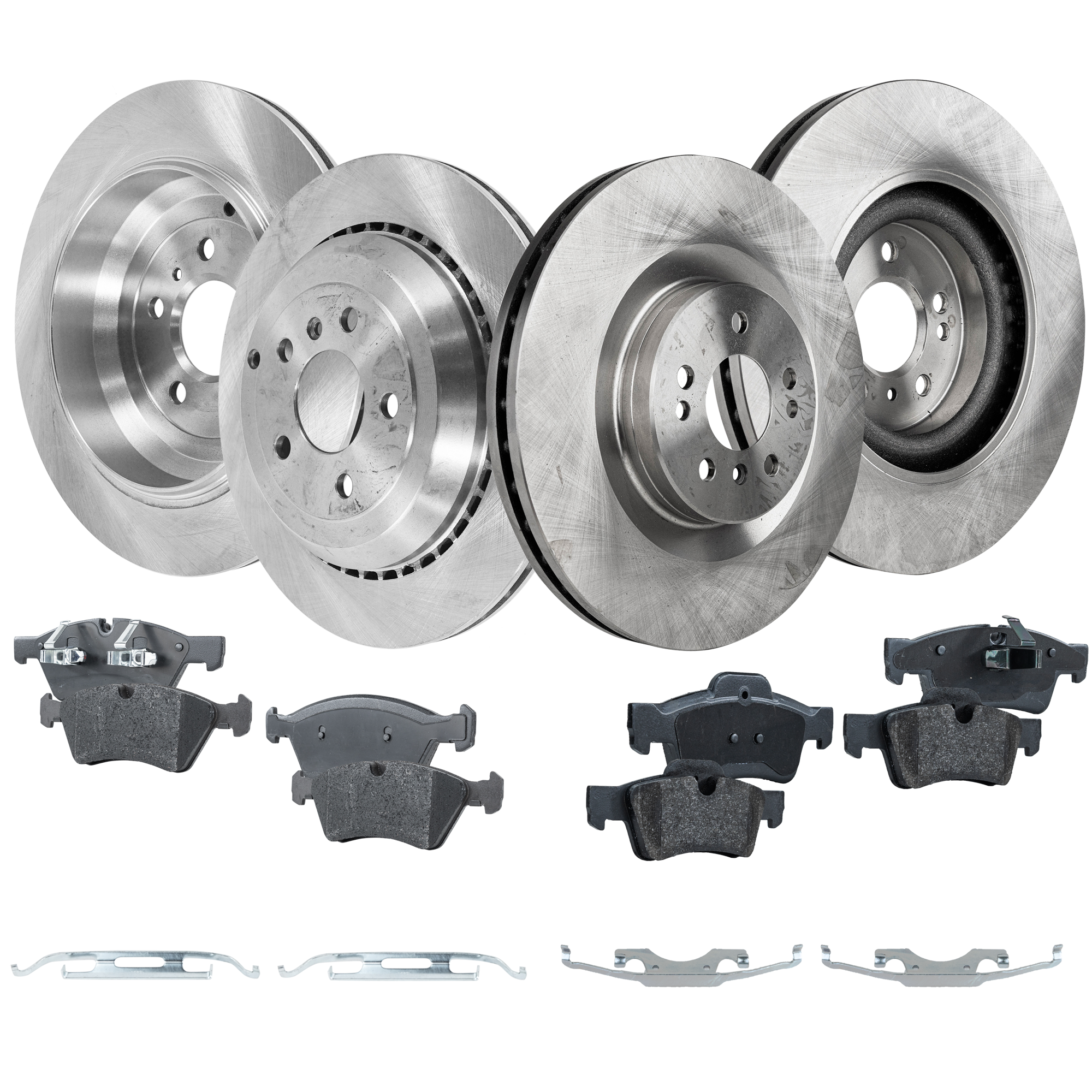 AM G55 AMG 05-06 R CLASS 06-12 FRONT AND REAR BRAKE DISC AND PAD KIT 8 pc kit SKU KIT 050321-05-137 OEM 34296-45414-900878-60063131-34