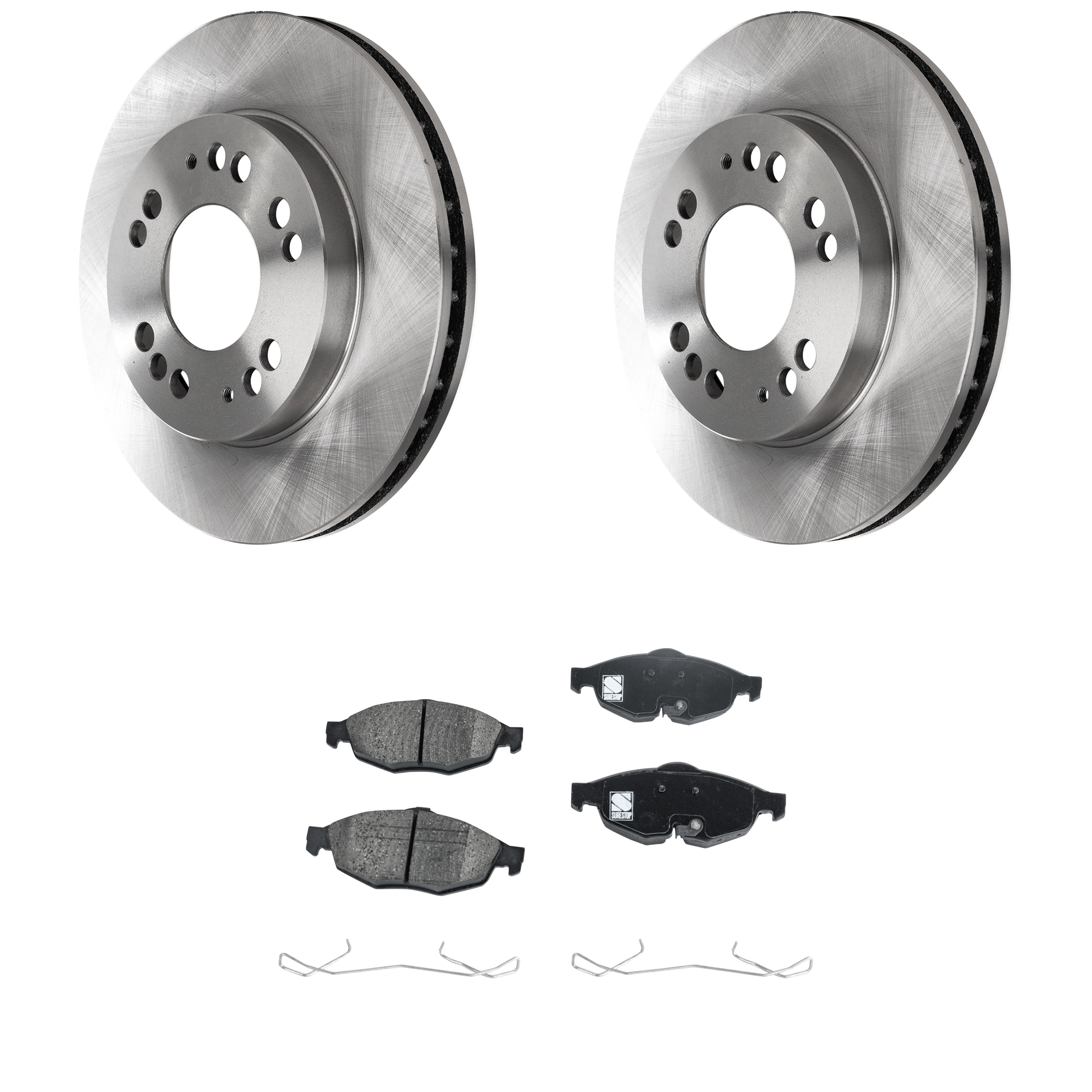 AM SEBRING STRATUS 01-05 FRONT BRAKE DISC AND PAD KIT 2 Wheel Set SKU KIT 050323-106 OEM MB699761 MB950849-5018939AA 50