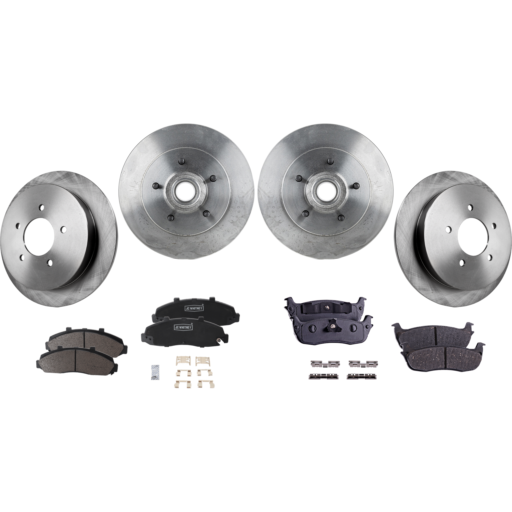 AM F 150-99-99 FRONT AND REAR BRAKE DISC AND PAD KIT 8 pc kit SKU KIT 050323-10 OEM F75Z2C026BC 19926-27077-54050