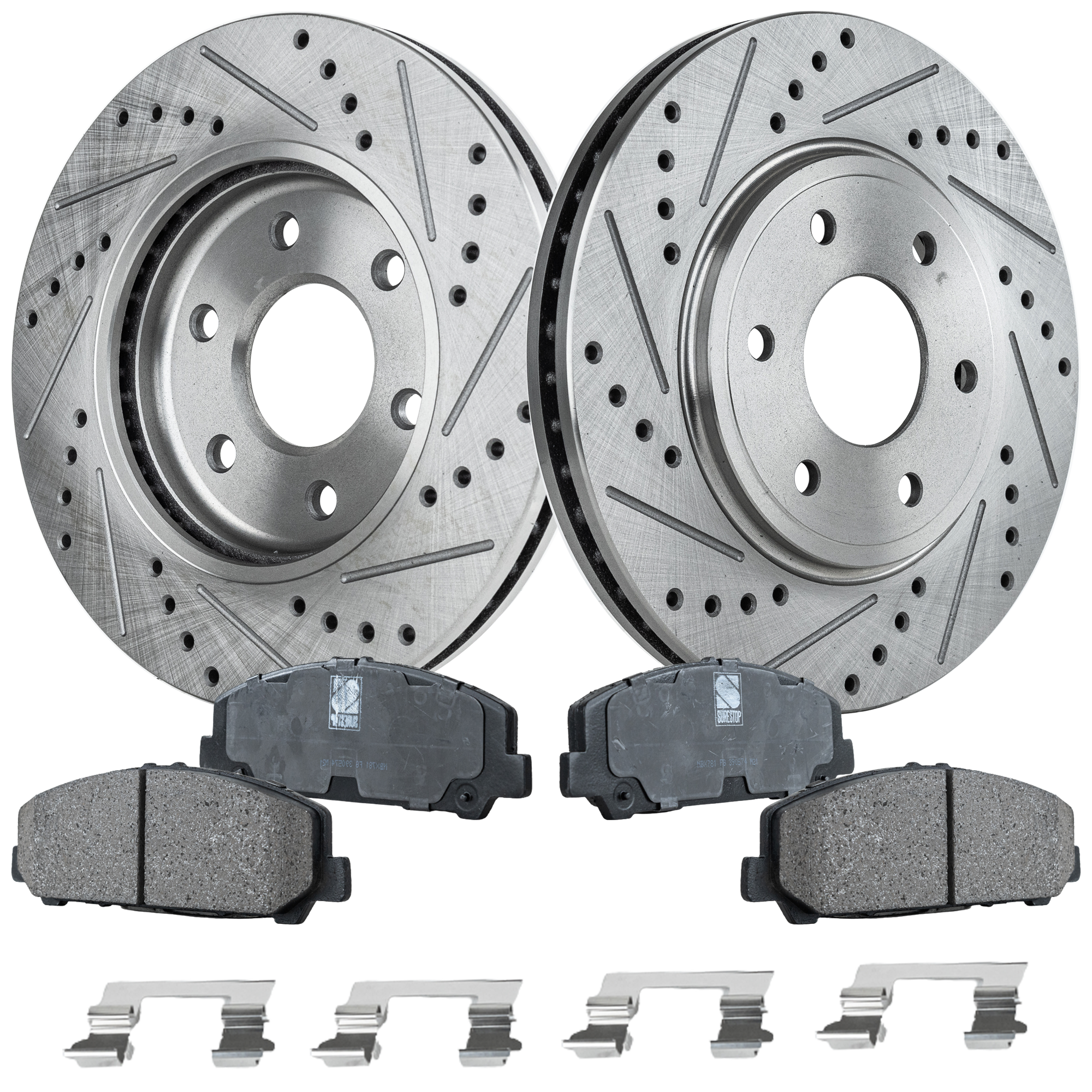 AM EQUATOR 11-12 FRONT BRAKE DISC AND PAD KIT 4 pc Kit Cross drilled and Slotted SKU KIT 050323-110 OEM 31411-44584-60300-0833331-9002
