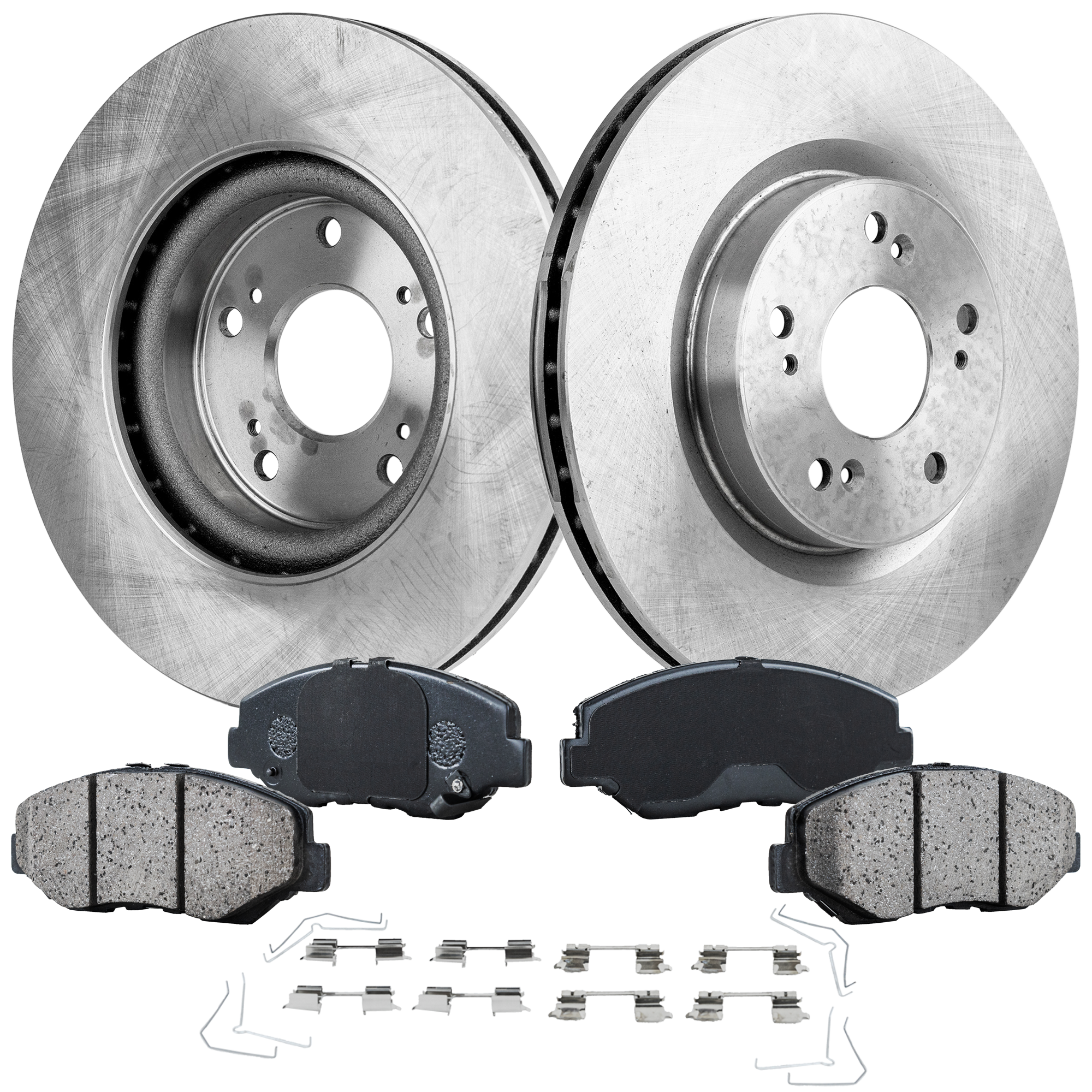 AM CR V 15-16 FRONT BRAKE DISC AND PAD KIT 4 pc kit Plain Surface 5 Lugs Front Wheel Drive SKU KIT 050323-83 OEM 44758-850370-981040-60059057-9