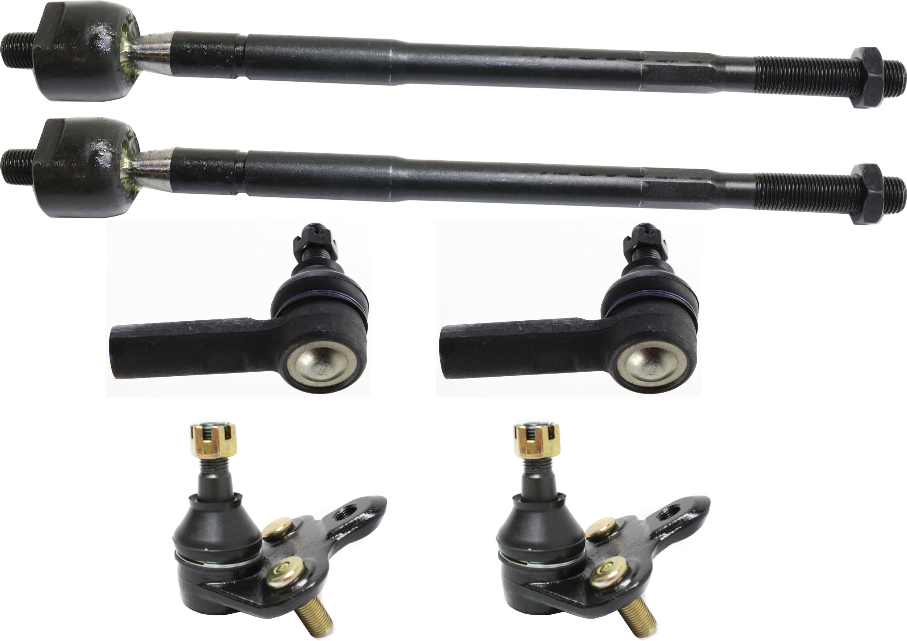 AM COROLLA 96-02 FRONT SUSPENSION KIT RH AND LH 6 pc kit w Ball Joints and Tie Rod Ends SKU KIT 050416-03 OEM 104289-1014808-1015320-1015777