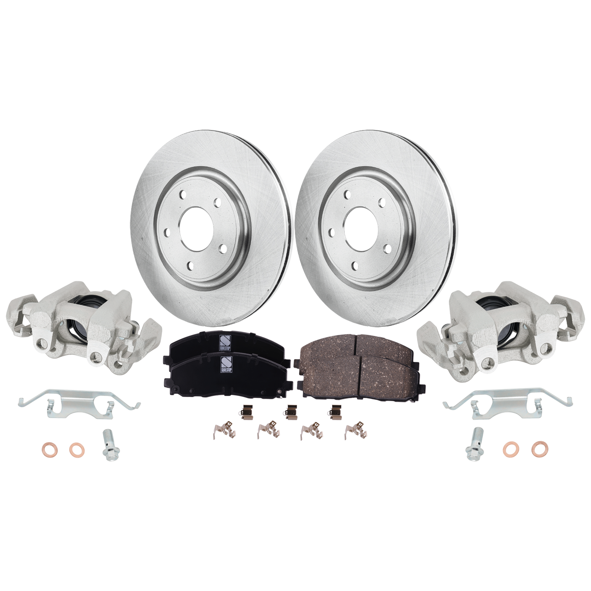 AM JOURNEY 12-12 FRONT BRAKE KIT WITH CALIPERS 2 Wheel Set Includes 2 Brake Caliper 2 Brake Disc and 1 Brake Pad Set Plain Surface 5 Lugs Cast Iron Ceramic SKU KIT 050525-02 OEM 43179-53068-780964-850313-6004