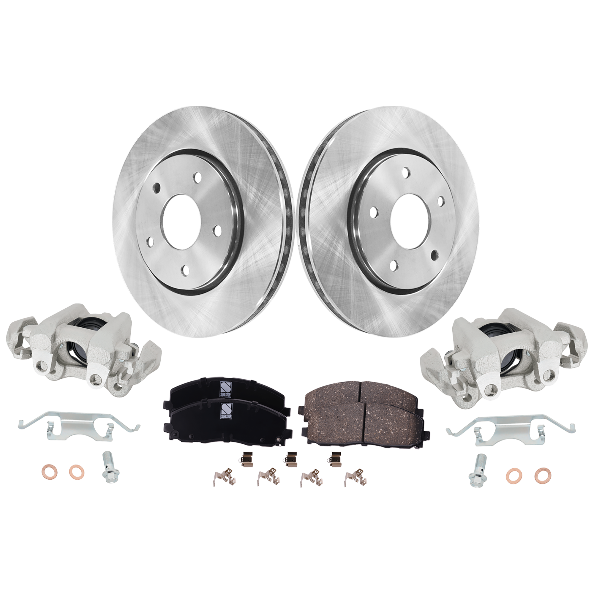 AM JOURNEY 12-12 FRONT BRAKE KIT WITH CALIPERS 2 Wheel Set Includes 2 Brake Caliper 2 Brake Disc and 1 Brake Pad Set Plain Surface 5 Lugs Cast Iron Ceramic SKU KIT 050525-05 OEM 4721995AA 4721933AB 4779783AA