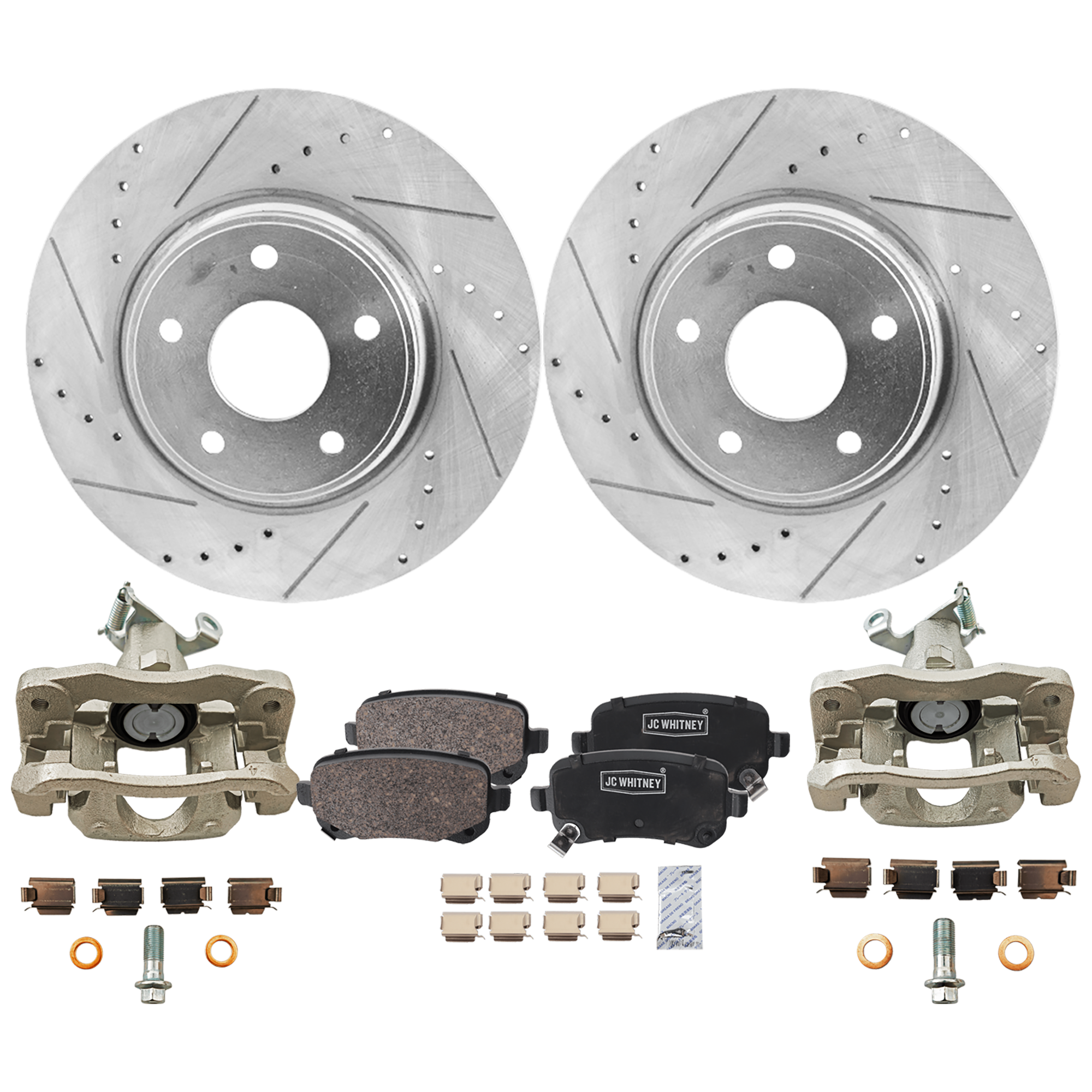 AM JOURNEY 12-12 REAR BRAKE KIT WITH CALIPERS 2 Wheel Set Includes 2 Brake Caliper 2 Brake Disc and 1 Brake Pad Set Cross drilled and Slotted 5 Lugs Ceramic SKU KIT 050525-24 OEM 43180-53069-780965-850314-6004