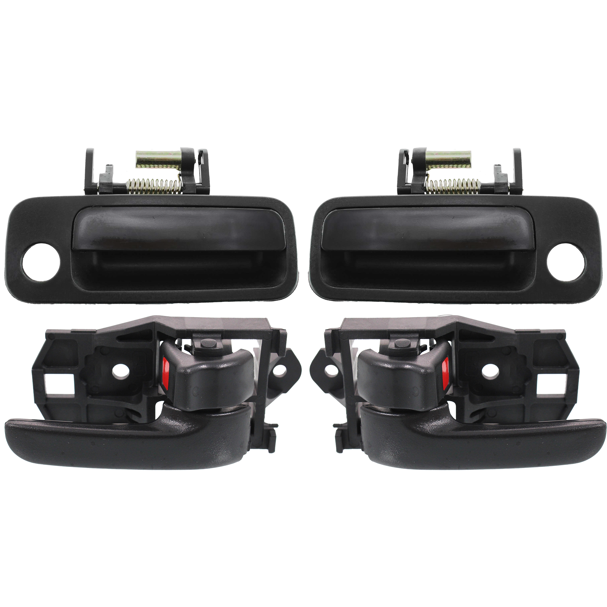 AM CAMRY ES300-97-01 FRONT EXTERIOR DOOR HANDLE RH AND LH 4 pc Kit Smooth Black w Key Hole with Interior Door Handle SKU KIT 050618-101 Partslink TO1311114 TO1310114 TO1352168 TO1353168 OEM 69210AA010-69220AA010-69206AA0