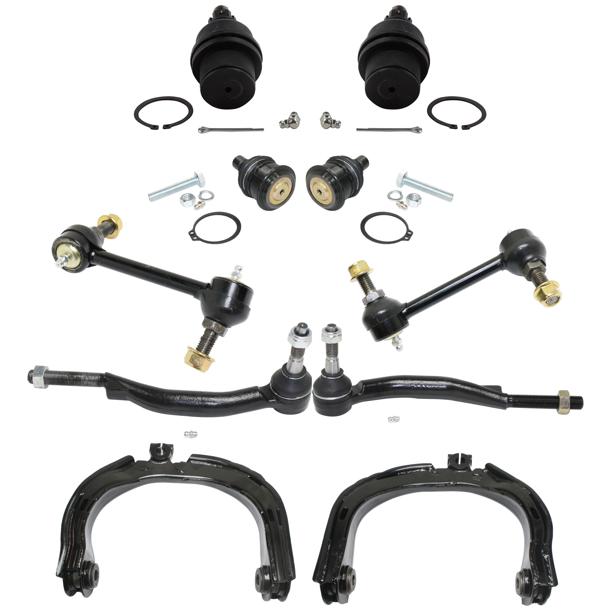 AM TRAILBLAZER ENVOY 02-09 SUSPENSION KIT RH AND LH 10 pc kit with Ball Joints Control Arms Sway Bar Links and Tie Rod Ends SKU KIT 050622-03 OEM 104-335-260-156-050-000-000-000-000