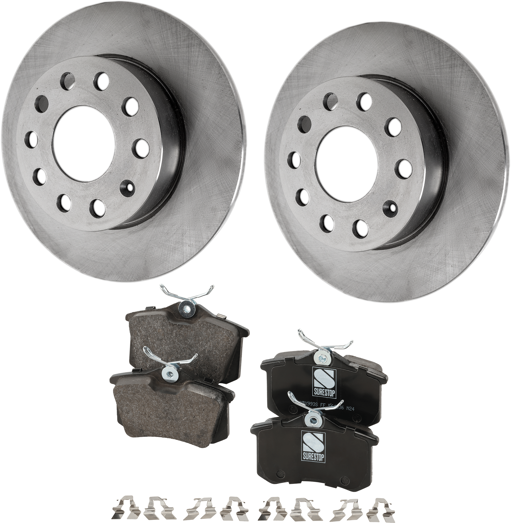 AM JETTA 05-05 REAR BRAKE DISC AND PAD KIT 4 pc kit SKU KIT 050623-12 OEM 1K0615601L 1E0698451-1E0698451