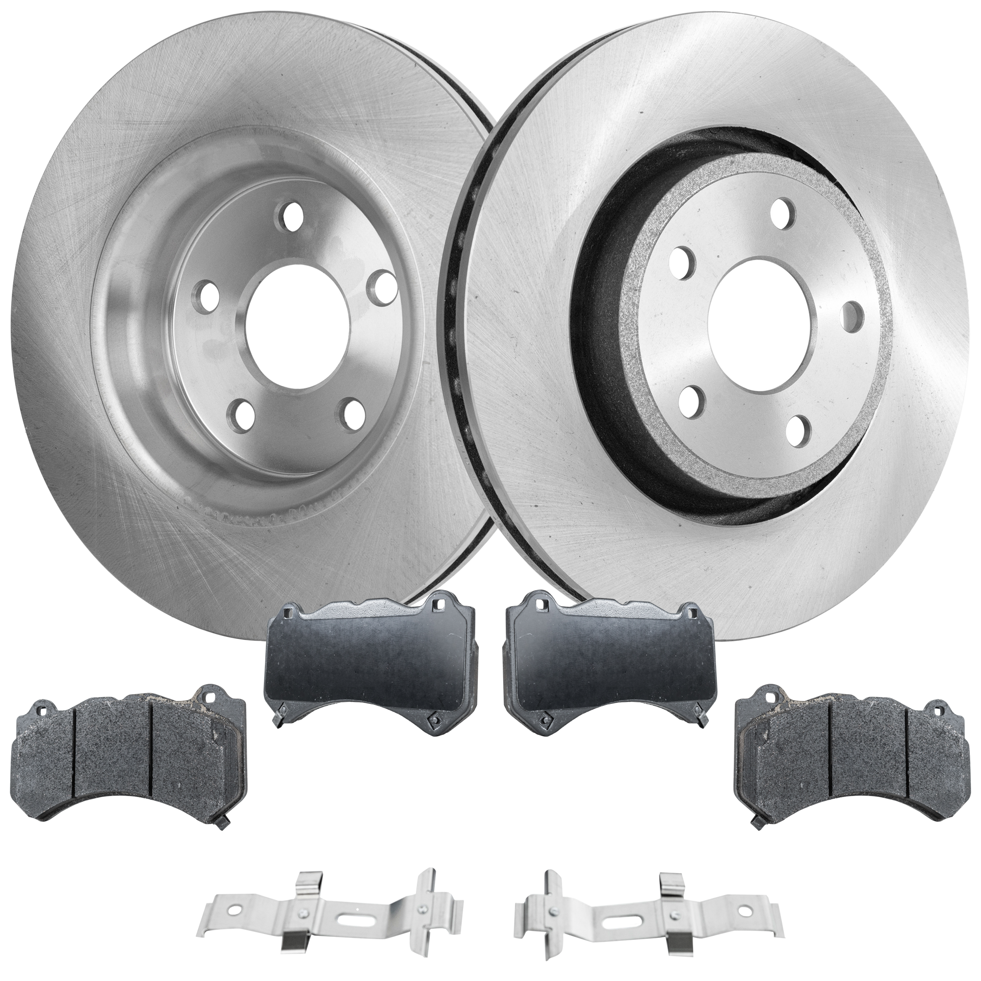AM DURANGO 18-20 FRONT BRAKE DISC AND PAD KIT 2 Wheel Set Plain Surface 5 Lugs Cast Iron Ceramic SKU KIT 050623-29 OEM 43175-53064-850240-60042007-53