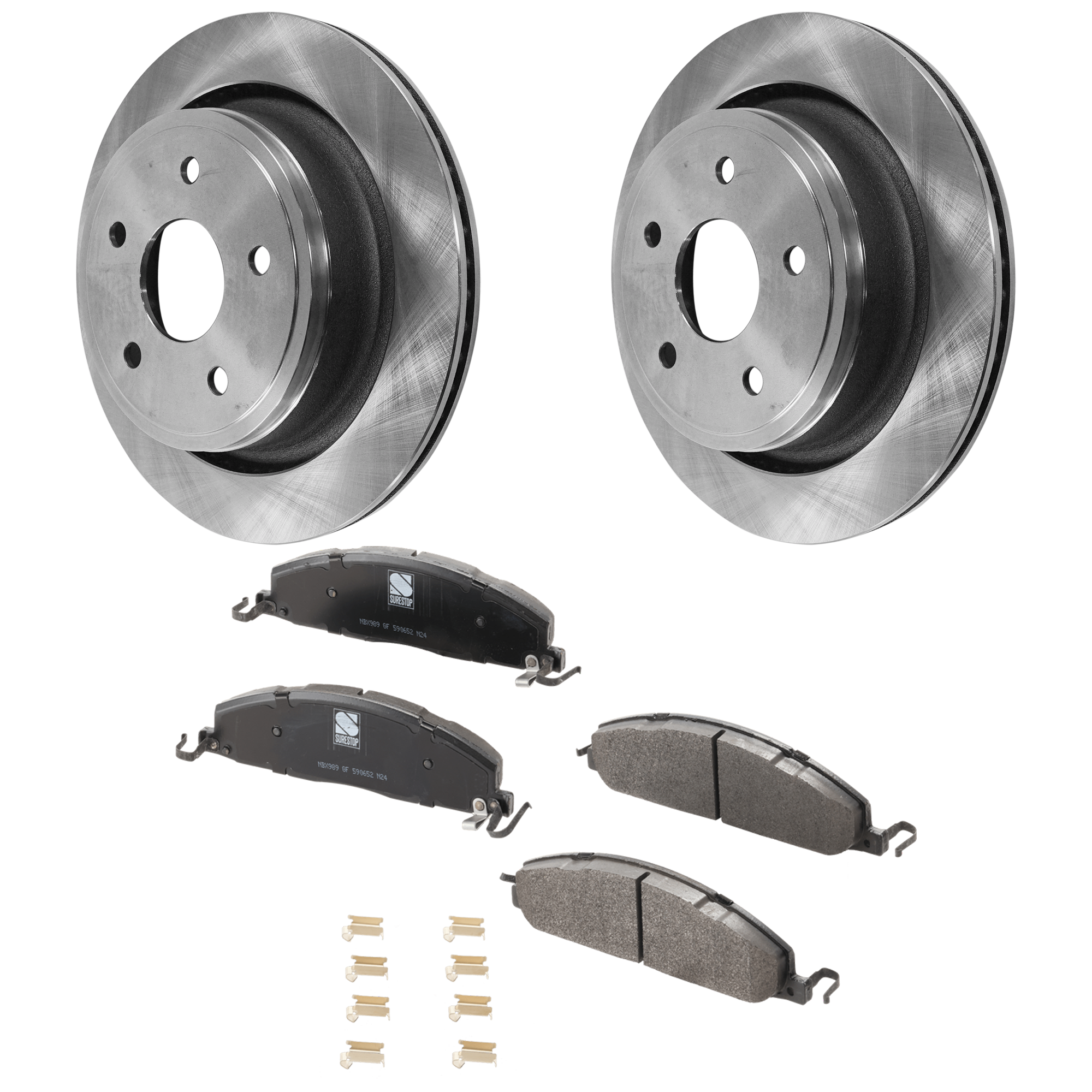 AM RAM 1500-12-12 REAR BRAKE DISC AND PAD KIT 4 pc kit SKU KIT 050623-37 OEM 52009968AA 52009968AC 68049158
