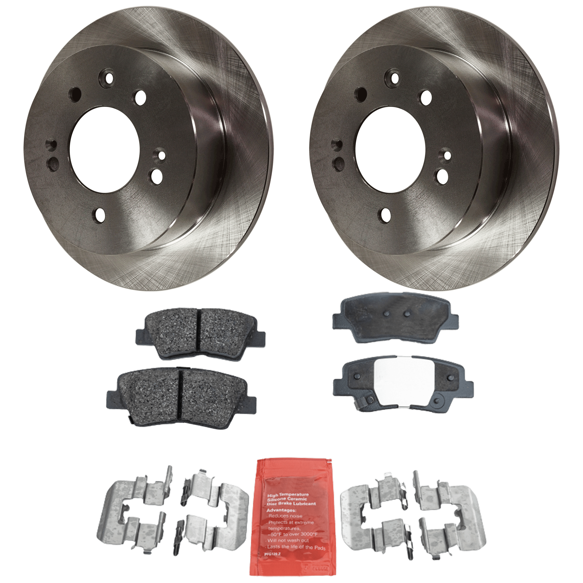 AM ELANTRA 10-10 REAR BRAKE DISC AND PAD KIT 2 Wheel Set SKU KIT 050623-52 OEM 584112H300-583023FA01-583023FA