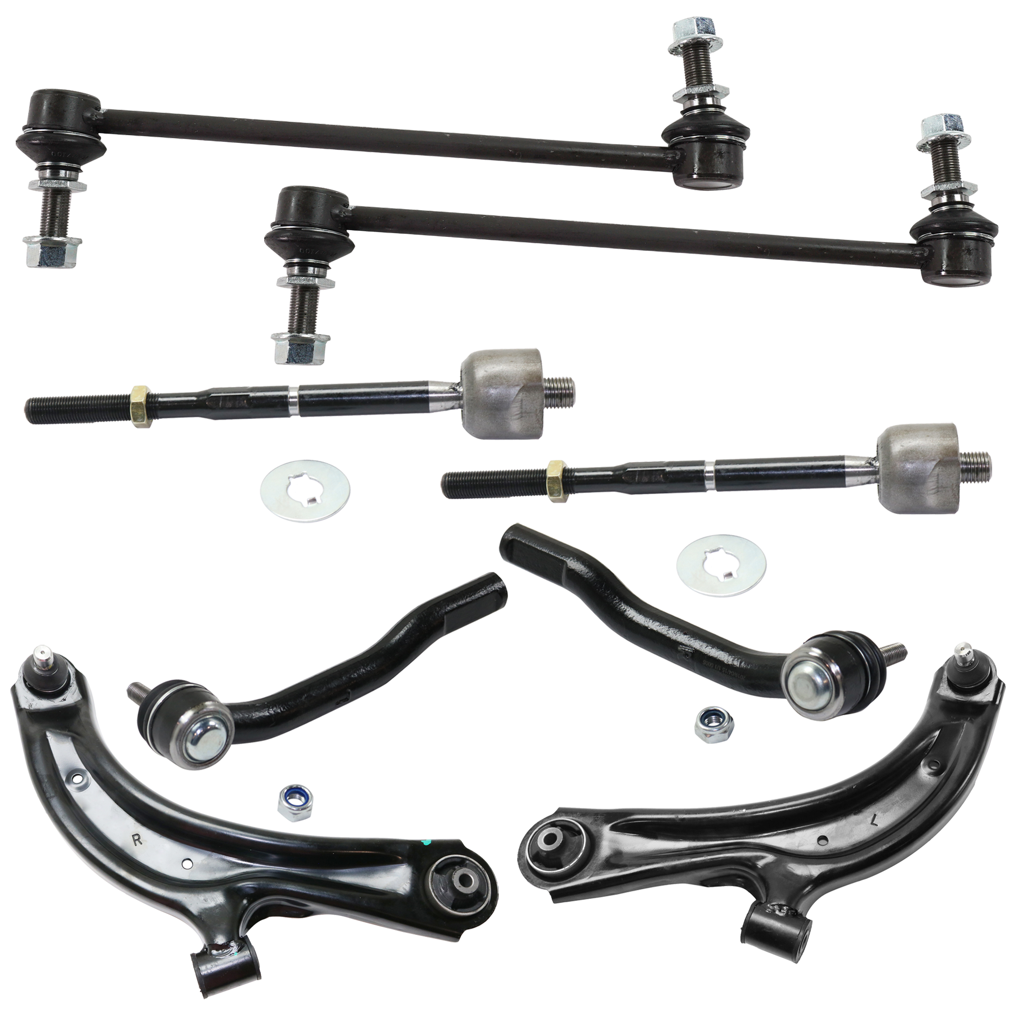AM NV200 SENTRA 13-19 FRONT SUSPENSION KIT RH AND LH 8 pc kit with Control Arm Sway Bar Link and Tie Rod End SKU KIT 050724-03 OEM 545013SH2A 545019AM1A 545003SH