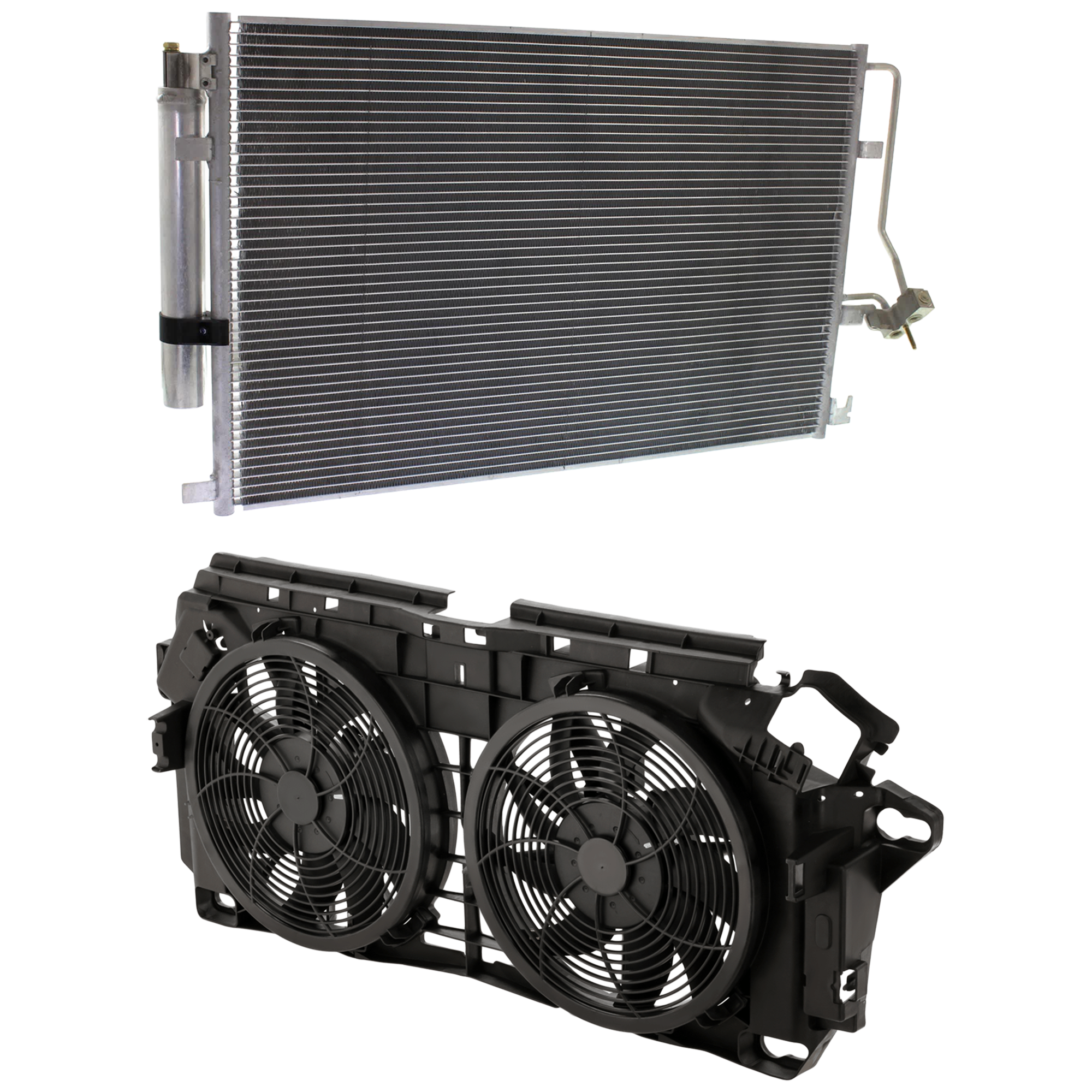 AM MERCEDES BENZ SPRINTER 10-21 COOLING FAN ASSEMBLY 2 pc Kit Dual Fan with A C Condenser SKU KIT 050726-26 Partslink MB3113100 CH3030247 OEM 9065051355 PFM 68013633AA