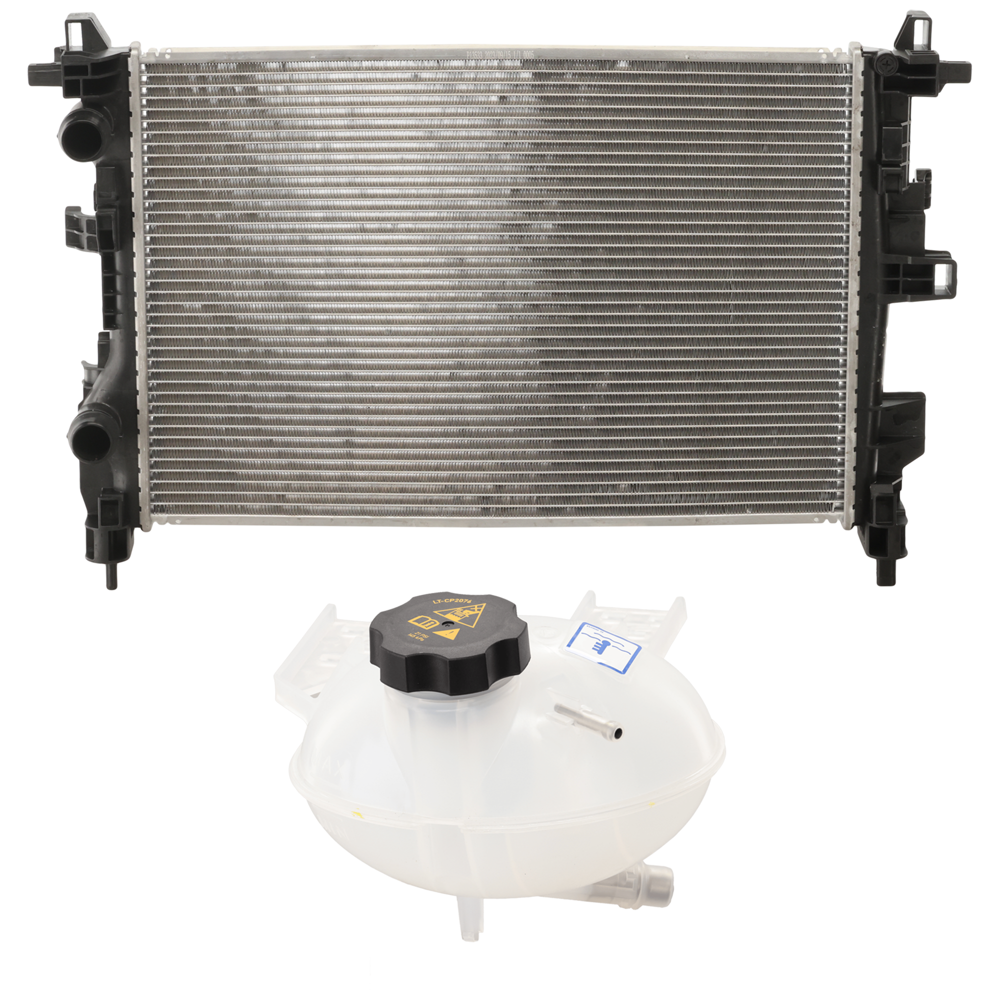 AM 500X 16-18 RENEGADE 19-21 RADIATOR 2 pc Kit 2.4L Eng. with Coolant Reservoir SKU KIT 050726-35 Partslink CH3010369 CH3014170 OEM 68247208AA 68327756AA 68289857